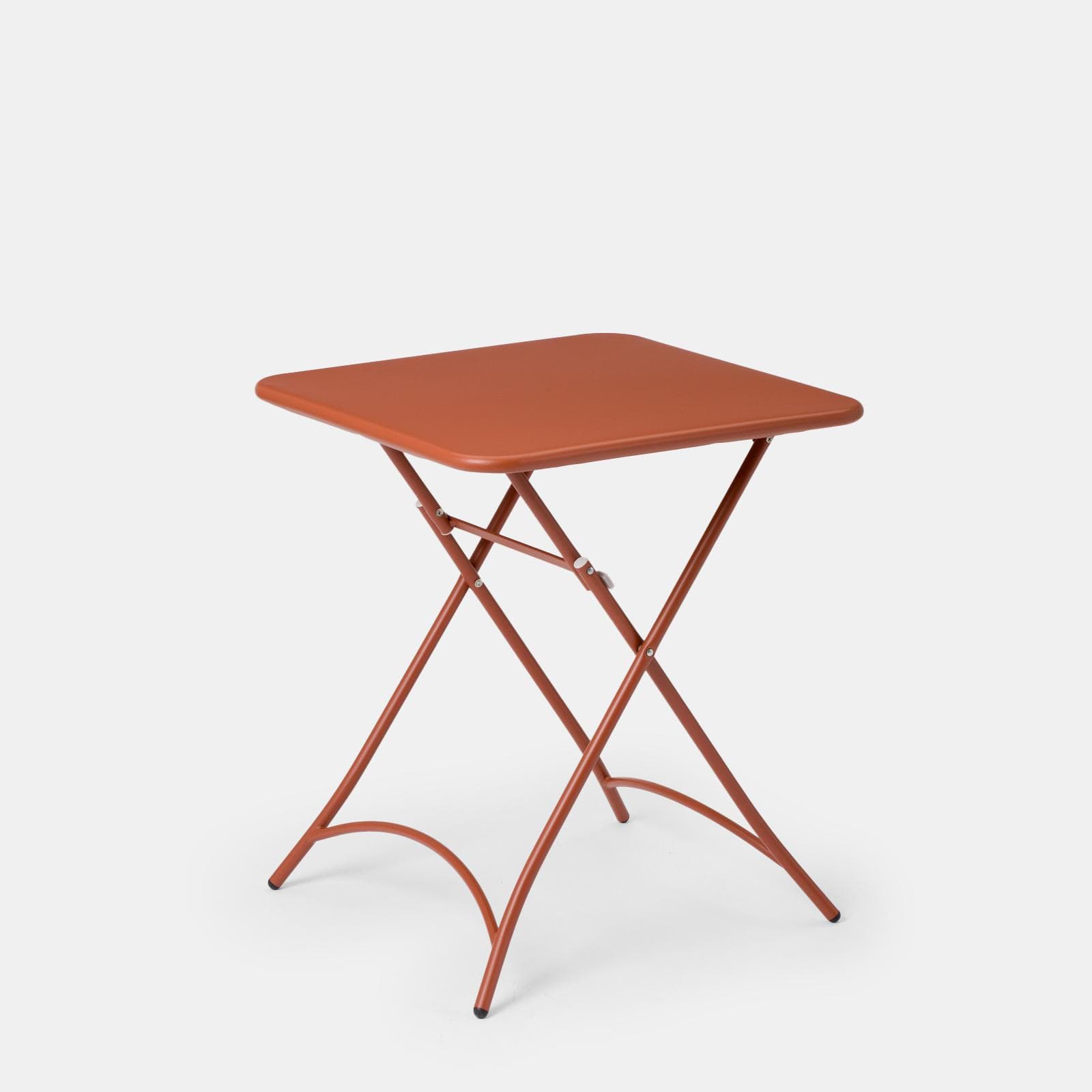 Tavolo da esterno pieghevole 60x60 cm in acciaio terracotta - Faber