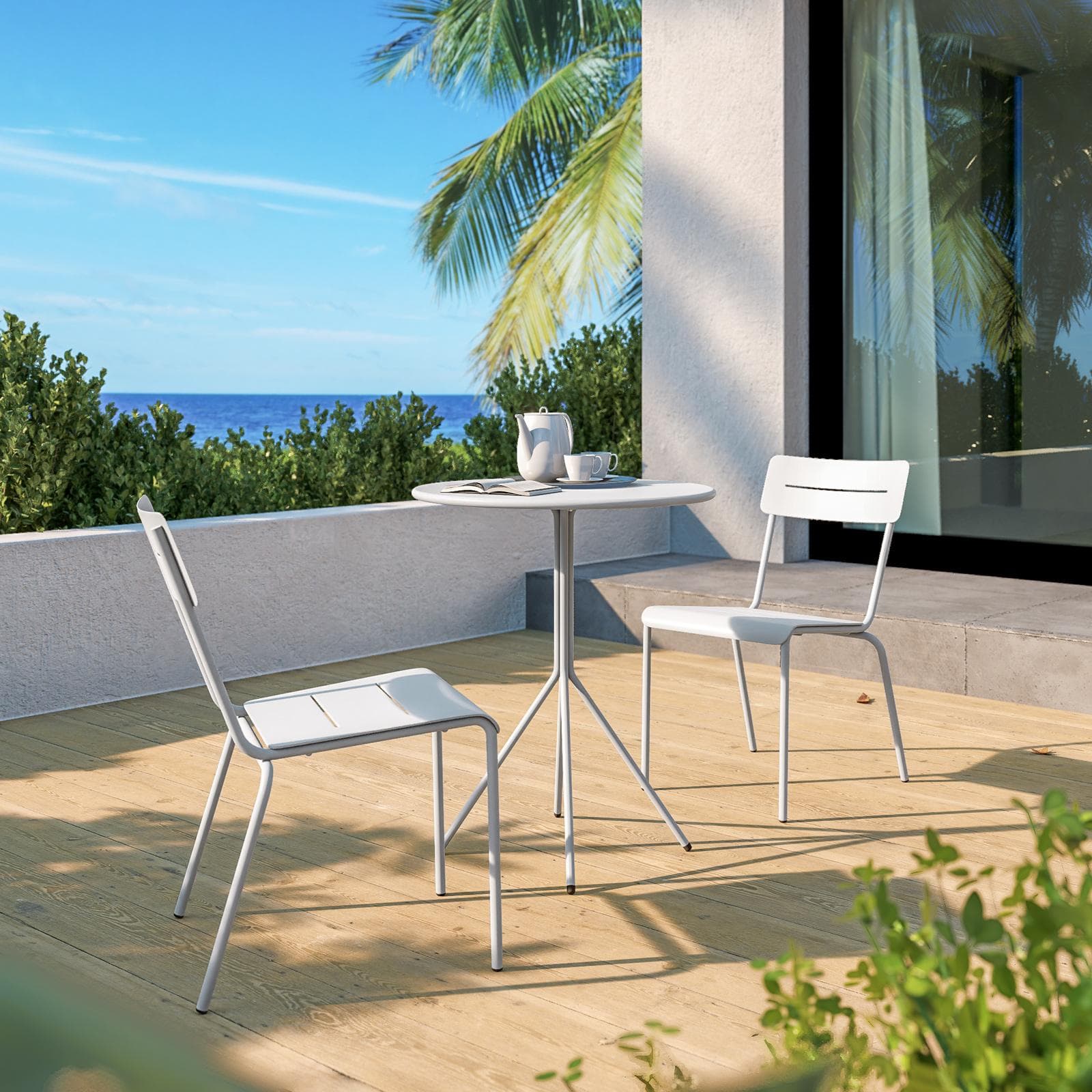 Tavolo da giardino rotondo 60 cm in acciaio bianco - Spezia