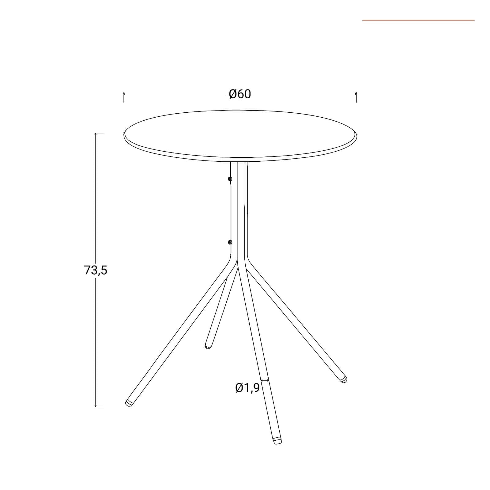 Tavolo da giardino rotondo 60 cm in acciaio terracotta - Spezia