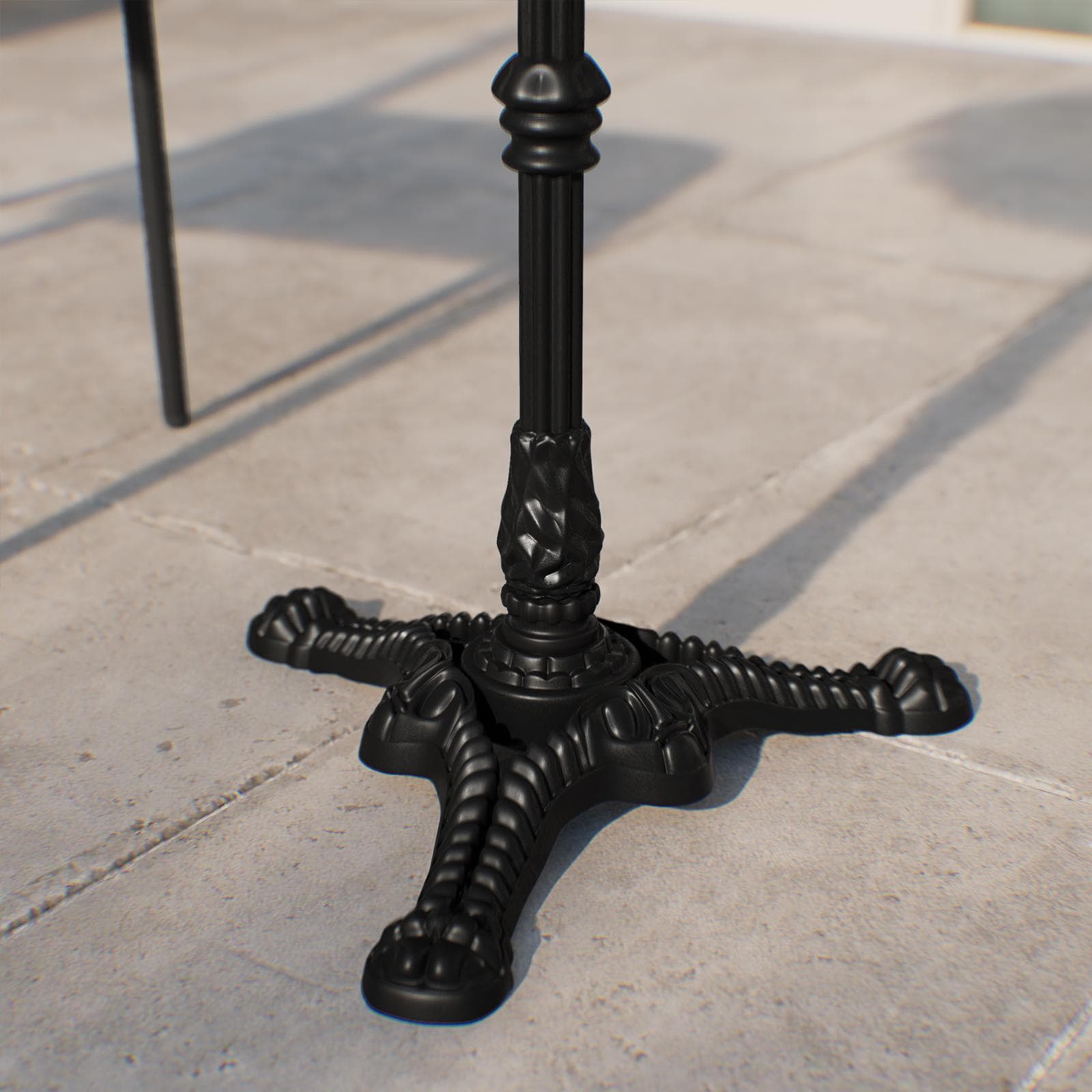Tavolo da giardino rotondo 60 cm con top in marmo nero e struttura nera - Gordon
