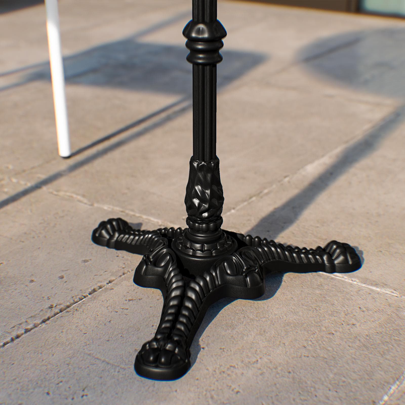 Tavolo da giardino rotondo 80 cm con top in marmo bianco e struttura nera - Gordon