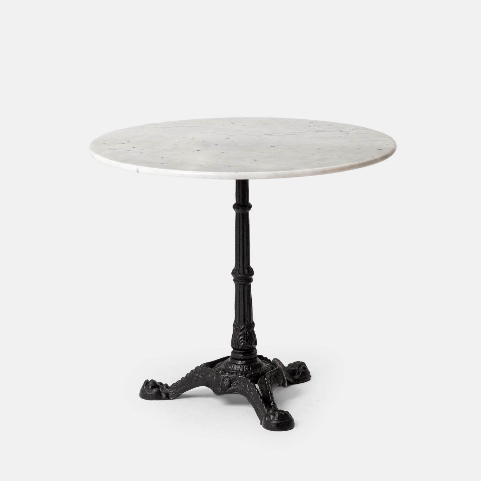 Tavolo da giardino rotondo 80 cm con top in marmo bianco e struttura nera - Gordon