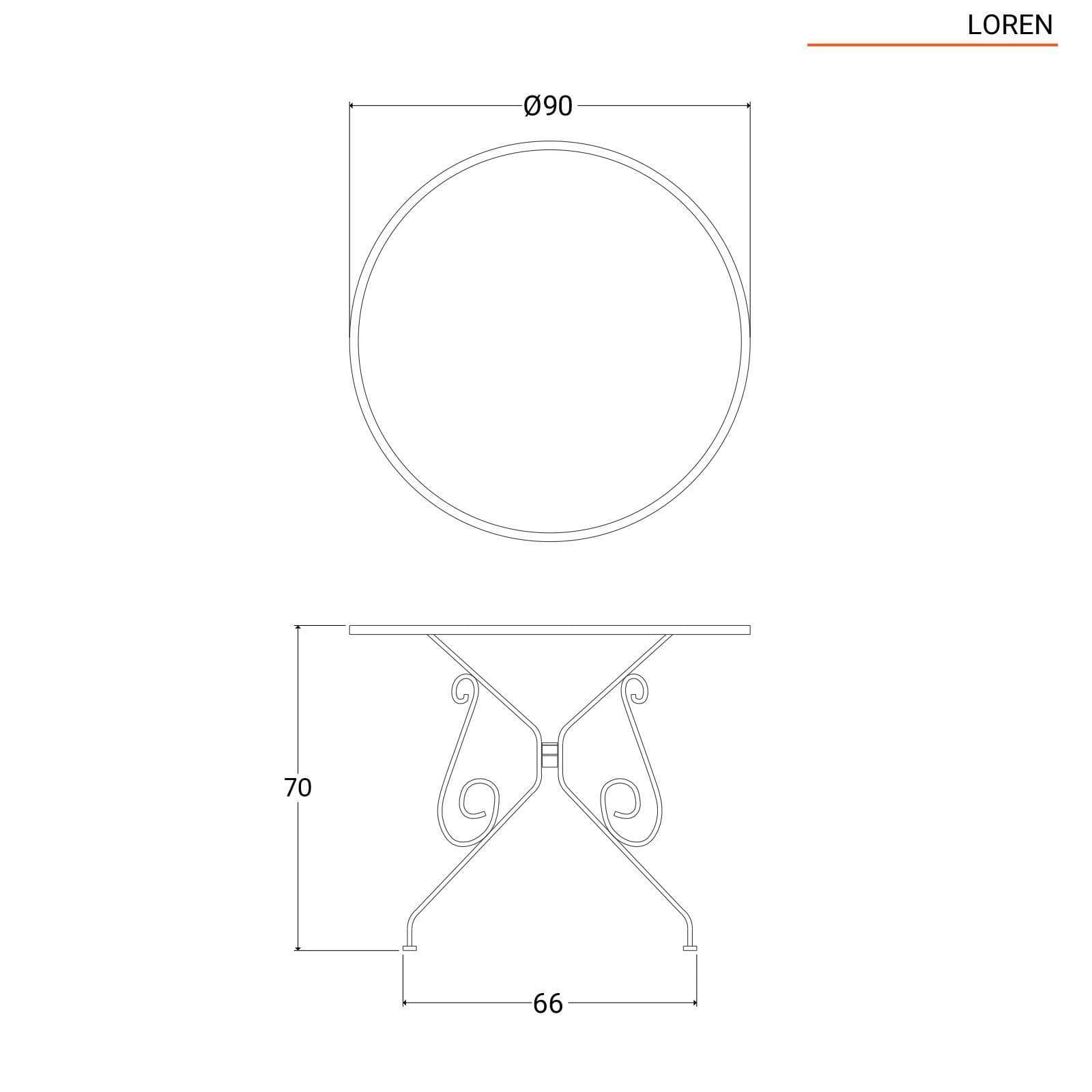 Tavolo da giardino rotondo 90 cm in metallo tortora - Loren