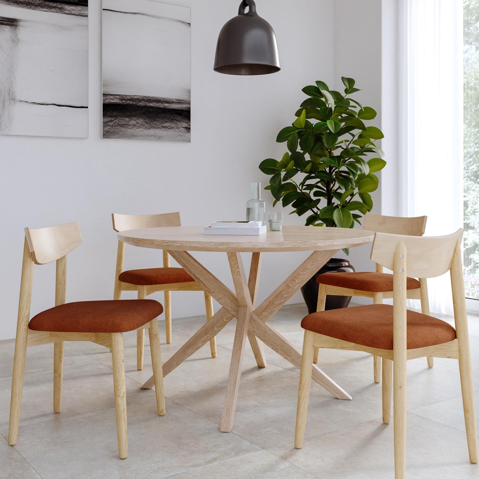 Tavolo da pranzo 120 cm effetto frassino barn con gambe incrociate - Doror