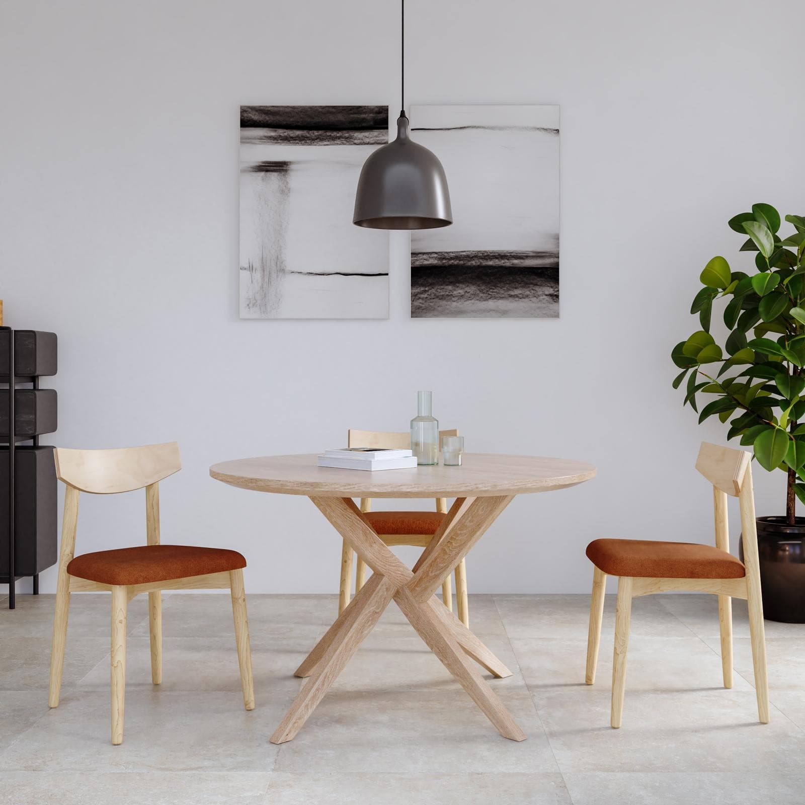 Tavolo da pranzo 120 cm effetto frassino barn con gambe incrociate - Doror