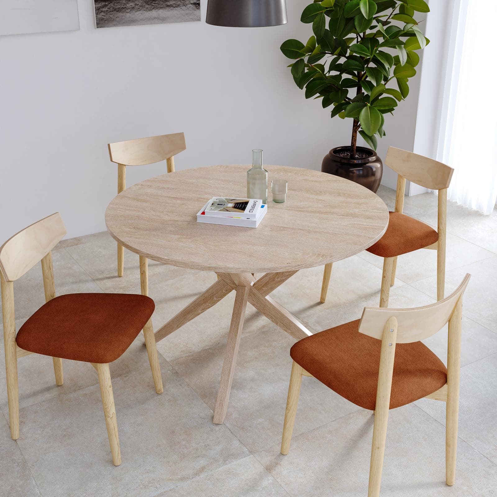 Tavolo da pranzo 120 cm effetto frassino barn con gambe incrociate - Doror