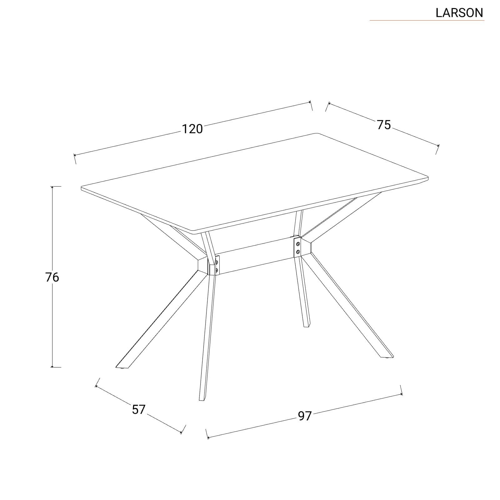 Tavolo da pranzo 120X75 cm con top in legno bianco e gambe in metallo effetto legno - Larson