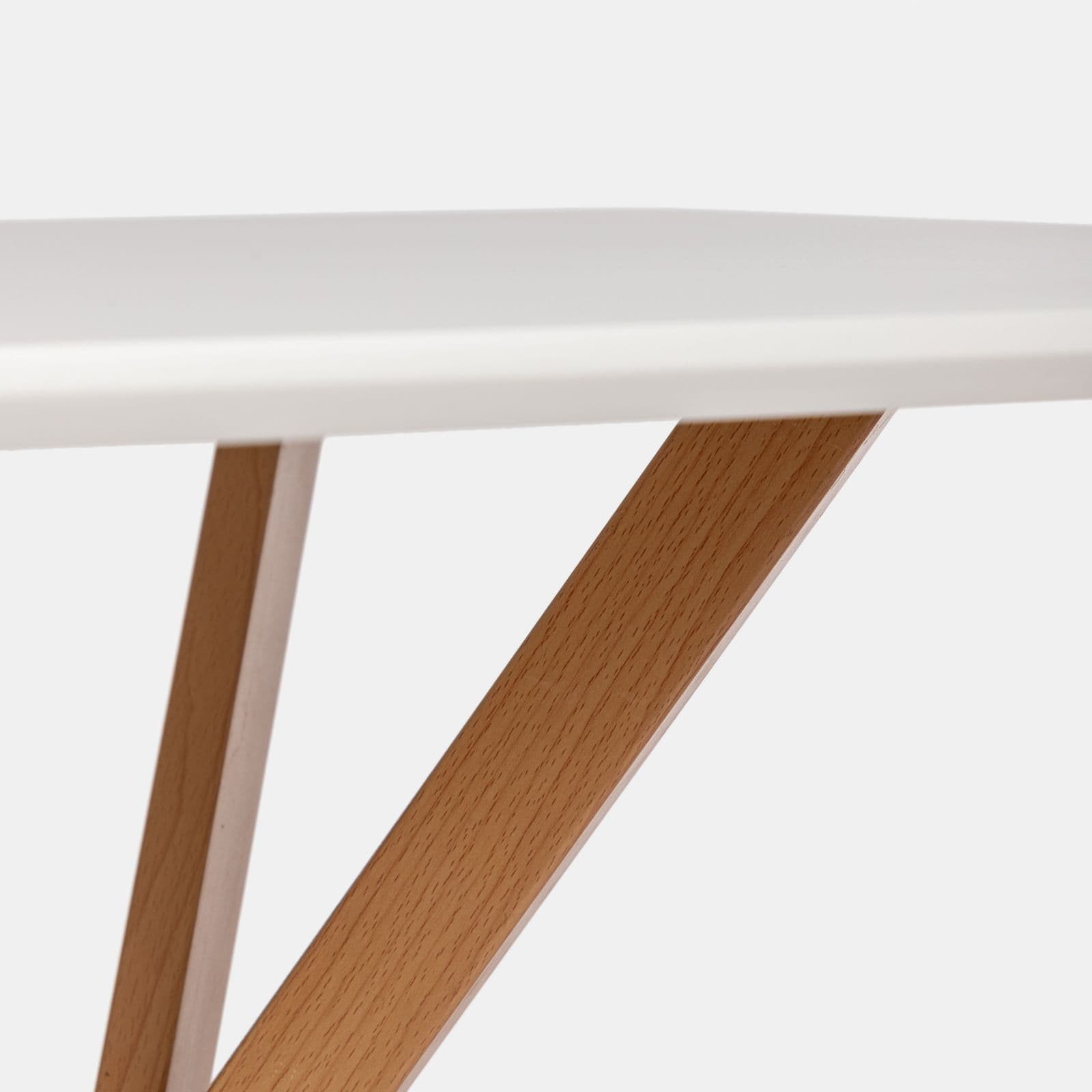 Tavolo da pranzo 120X75 cm con top in legno bianco e gambe in metallo effetto legno - Larson