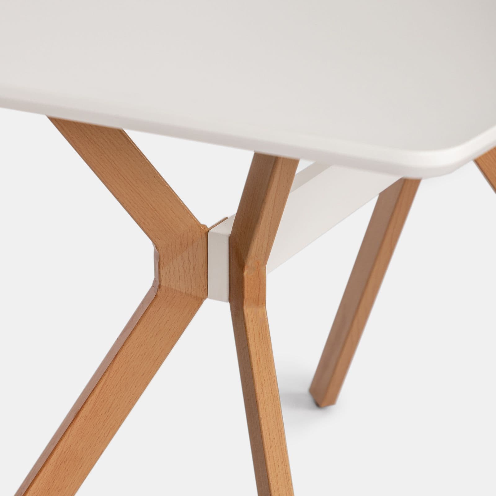 Tavolo da pranzo 120X75 cm con top in legno bianco e gambe in metallo effetto legno - Larson