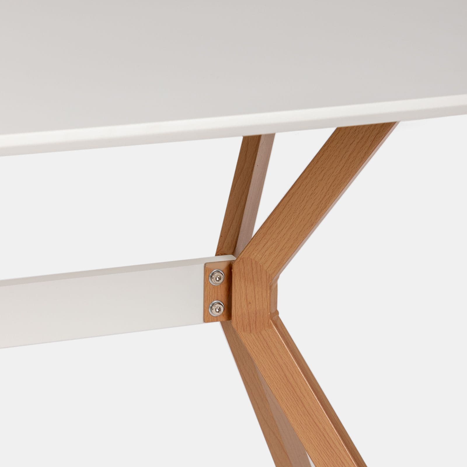 Tavolo da pranzo 120X75 cm con top in legno bianco e gambe in metallo effetto legno - Larson