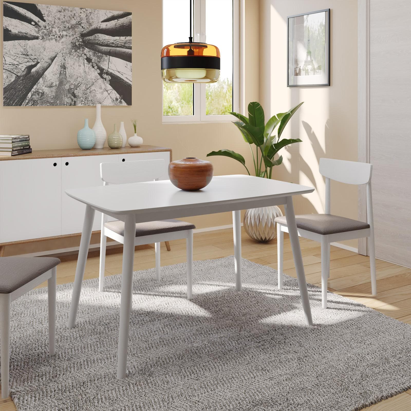 Tavolo da pranzo 120x75 cm in legno bianco - Pixis