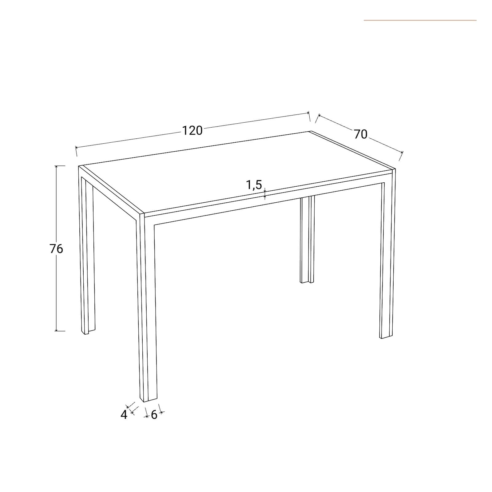 Tavolo da pranzo 120x70 cm con top effetto rovere e gambe in metallo nero - Vigore