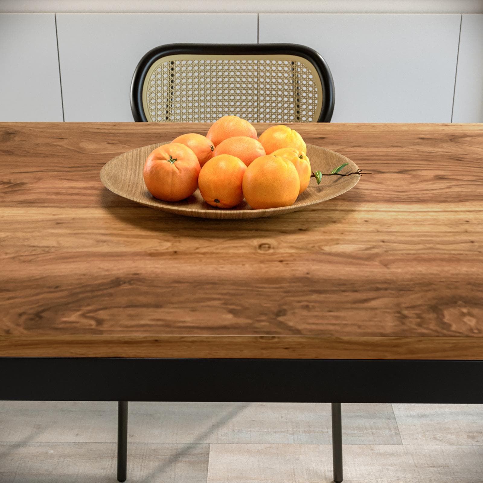 Tavolo da pranzo 120x70 cm con top effetto rovere e gambe in metallo nero - Vigore