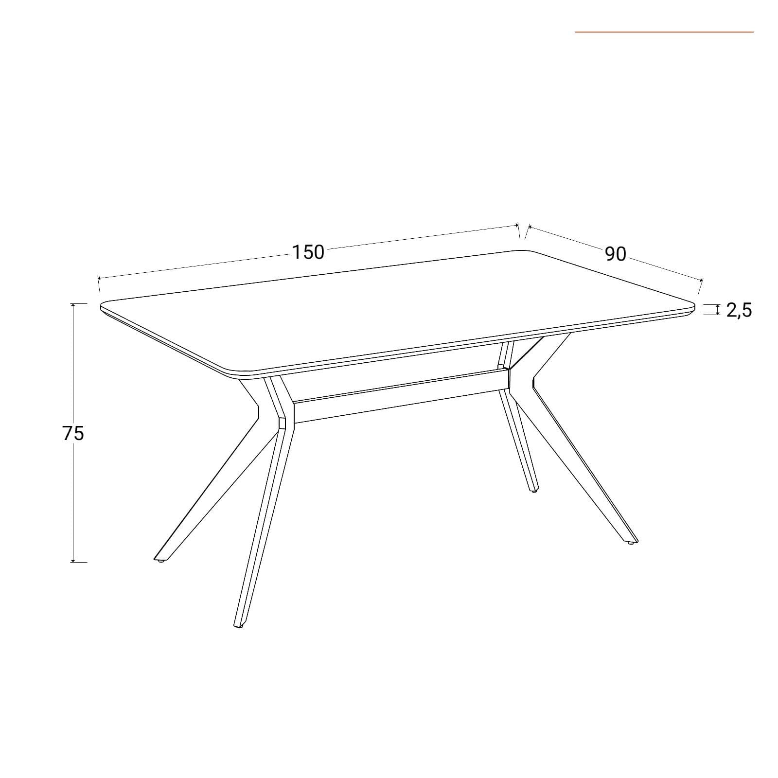 Tavolo da pranzo 150x90 cm con top rovere e gambe in metallo nero - Darmao