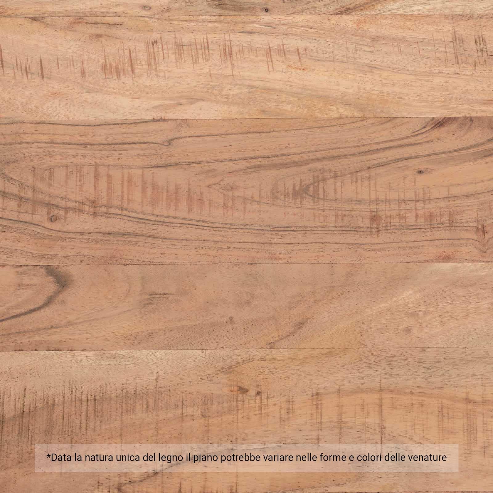 Tavolo 160x90 cm piano in legno di acacia 55 mm e gambe a U in metallo cromo - Freia Acacia