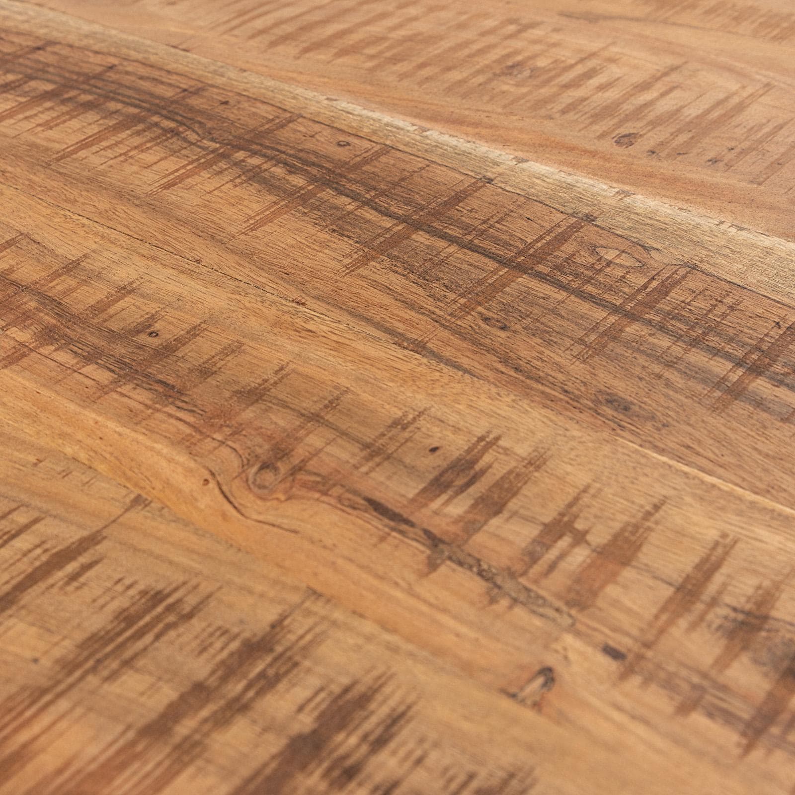 Tavolo 160x90 cm piano in legno di acacia 55 mm e gambe a U in metallo cromo - Freia Acacia