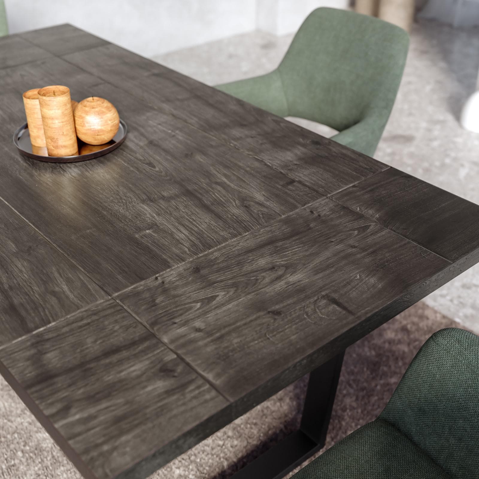Tavolo da pranzo 176x96 cm con top noce e gambe in metallo nero - Tymen