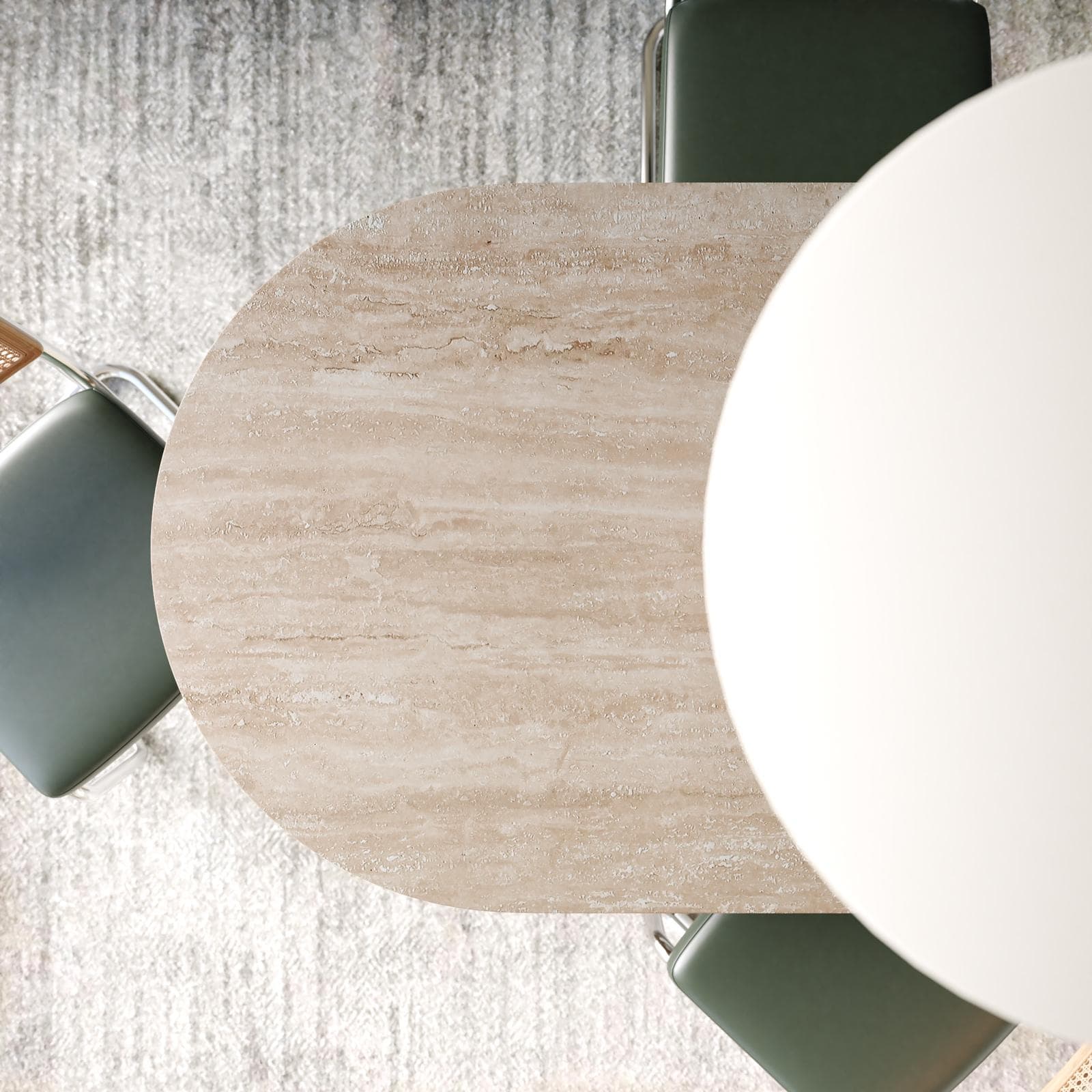 Tavolo da pranzo 180x90 cm beige con top effetto travertino e base cannettata - Gwin