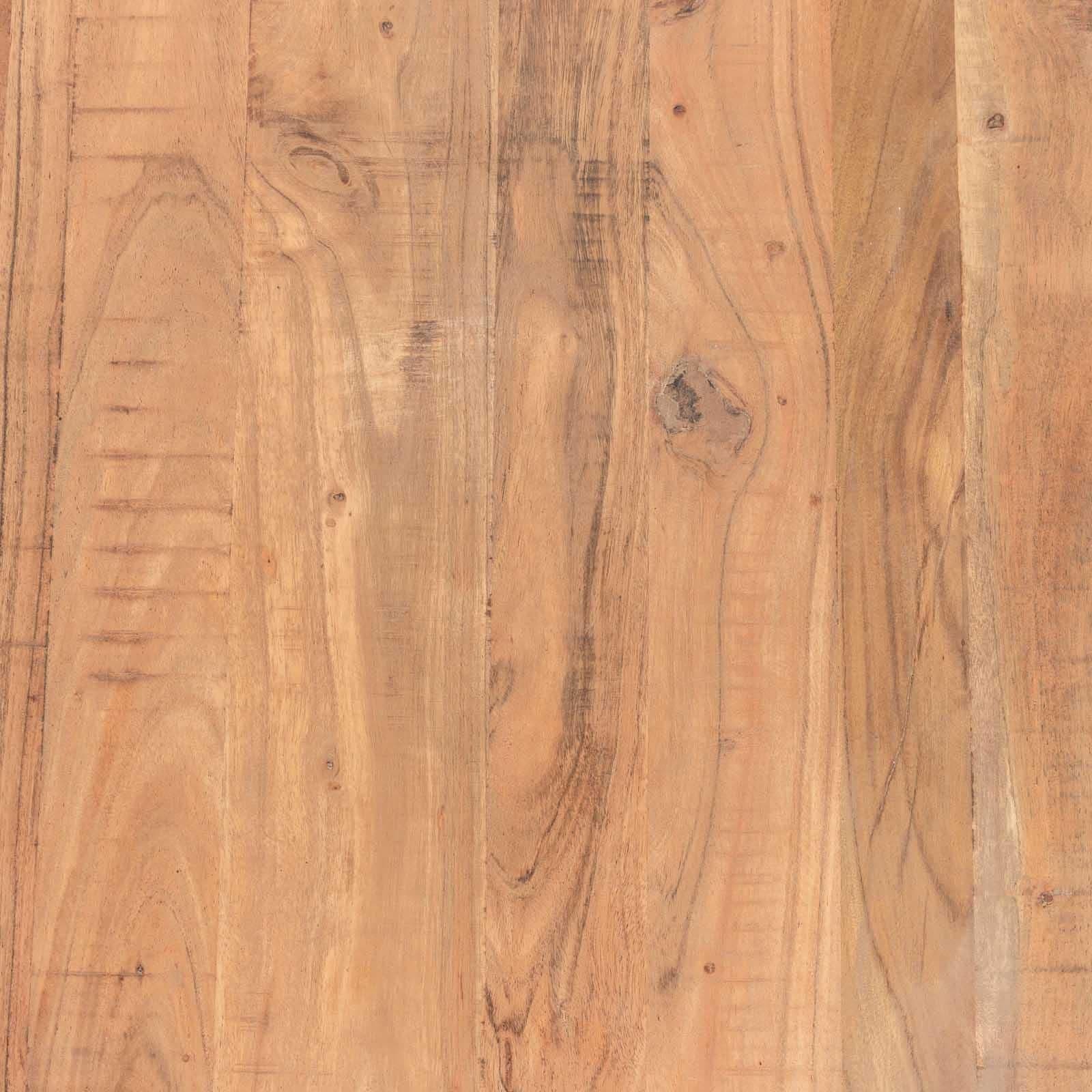 Tavolo 180x90 cm piano in legno di acacia 55 mm e gambe a U 5x5 in metallo nero - Freia Acacia