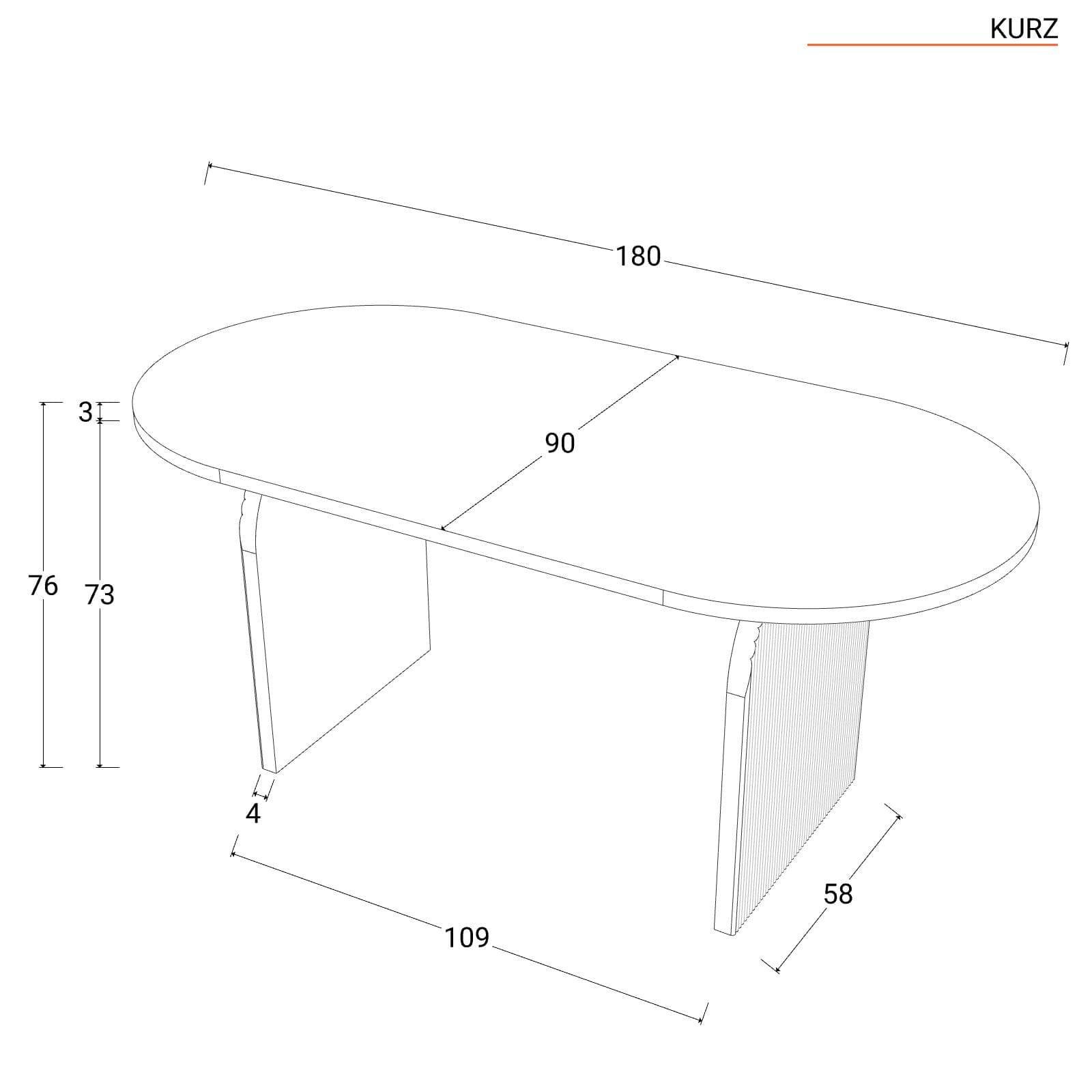 Tavolo da pranzo 180x90 cm in legno di mango naturale - Kurz