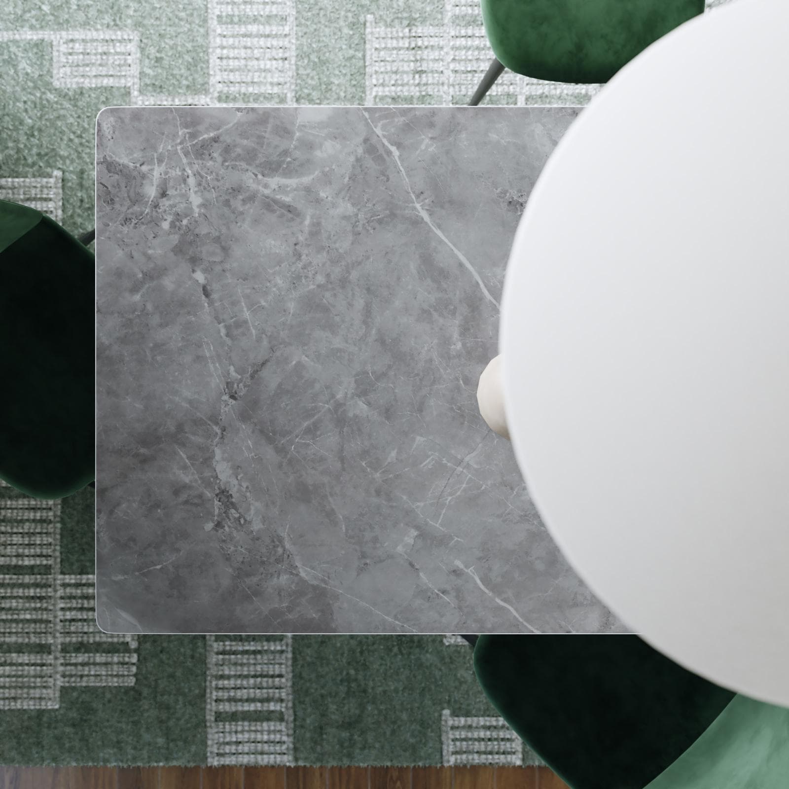 Tavolo da pranzo 180x90 cm top in ceramica grigio effetto cloud e gambe in acciaio nero - Nadul