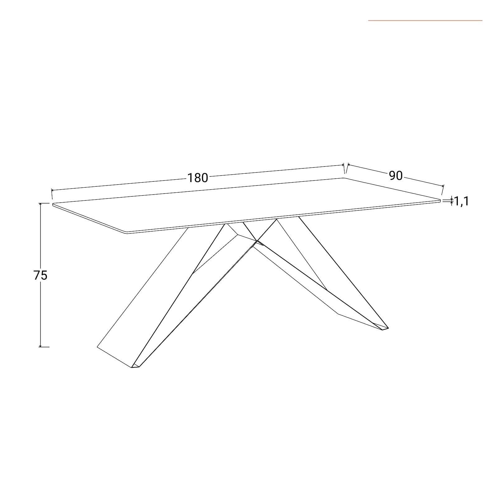 Tavolo da pranzo 180x90 cm top in ceramica antracite effetto plumbo e gambe in acciaio nero - Nadul