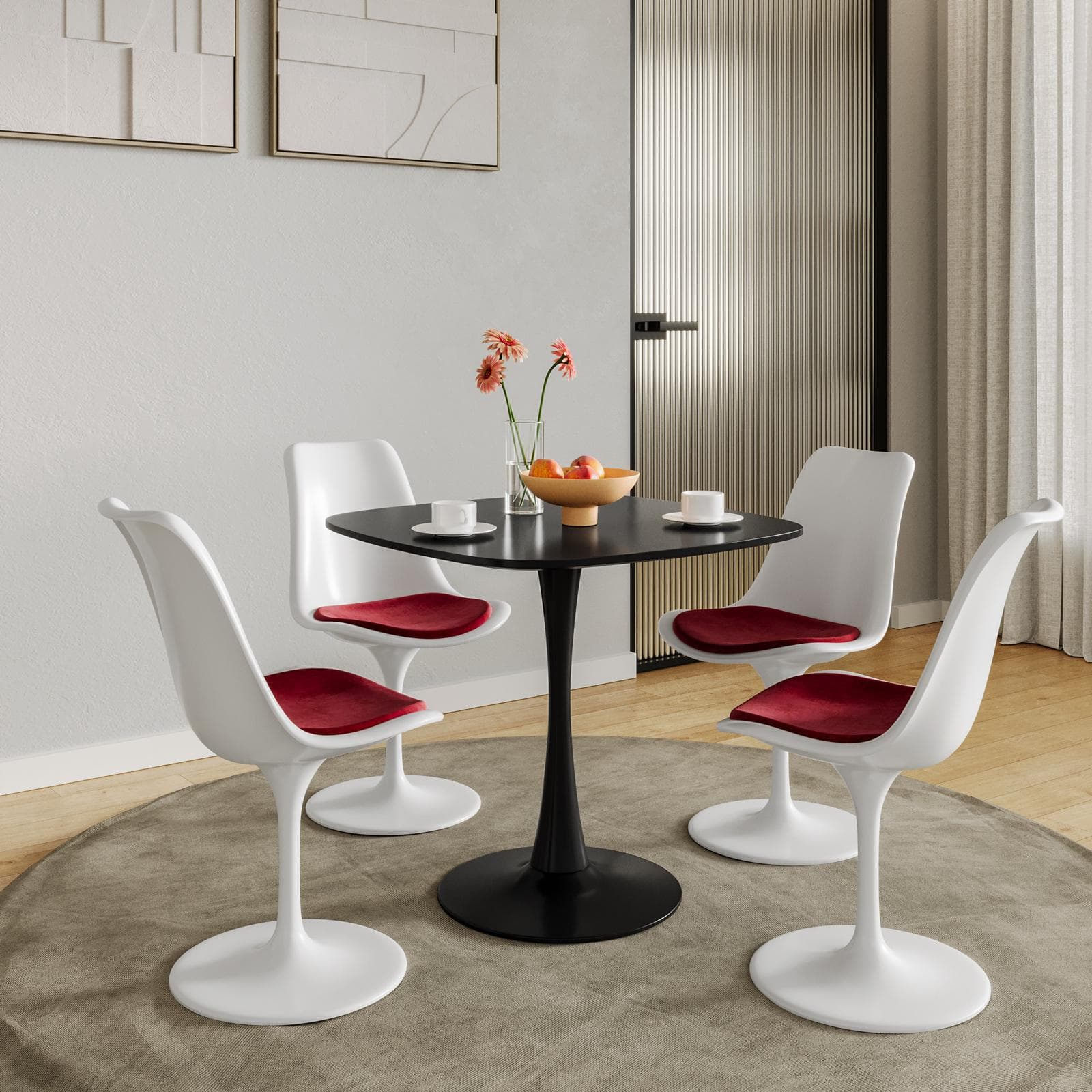 Tavolo da pranzo 80x80 cm nero opaco - Tulipano Square