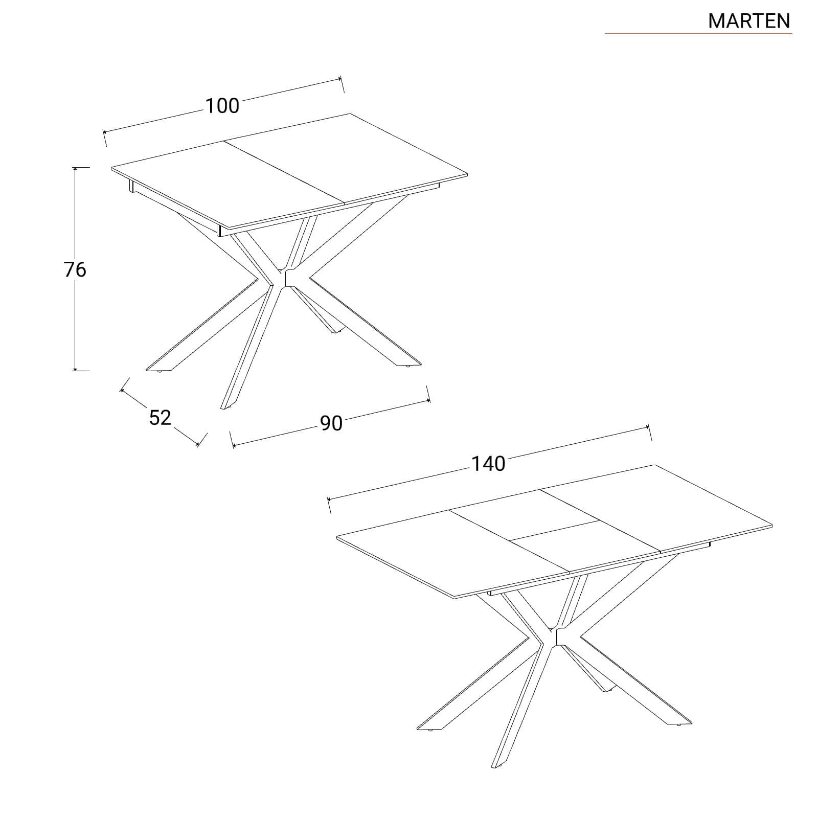 Tavolo da pranzo allungabile 100-140 x 80 in legno bianco - Marten