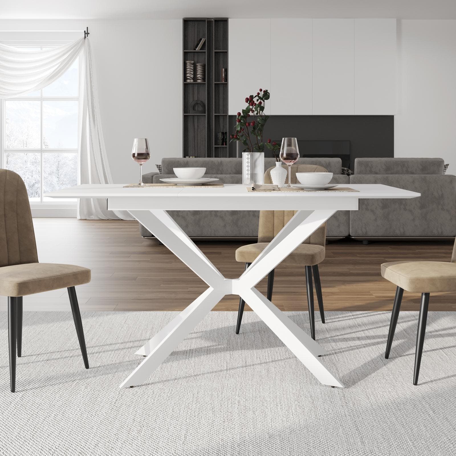 Tavolo da pranzo allungabile 100-140 x 80 in legno bianco - Marten