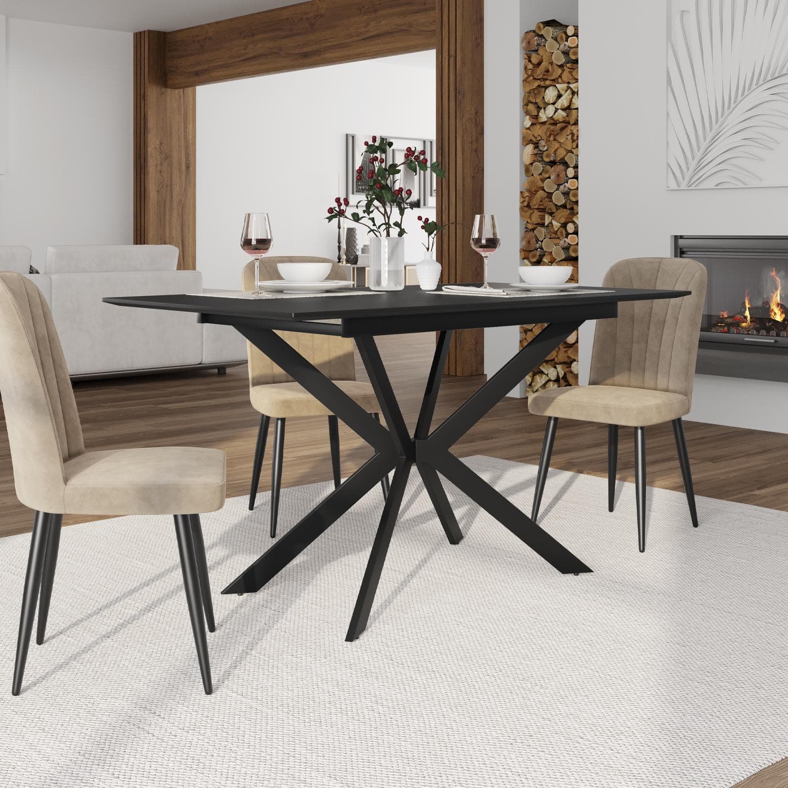 Tavolo da pranzo allungabile 100-140 x 80 in legno nero - Marten