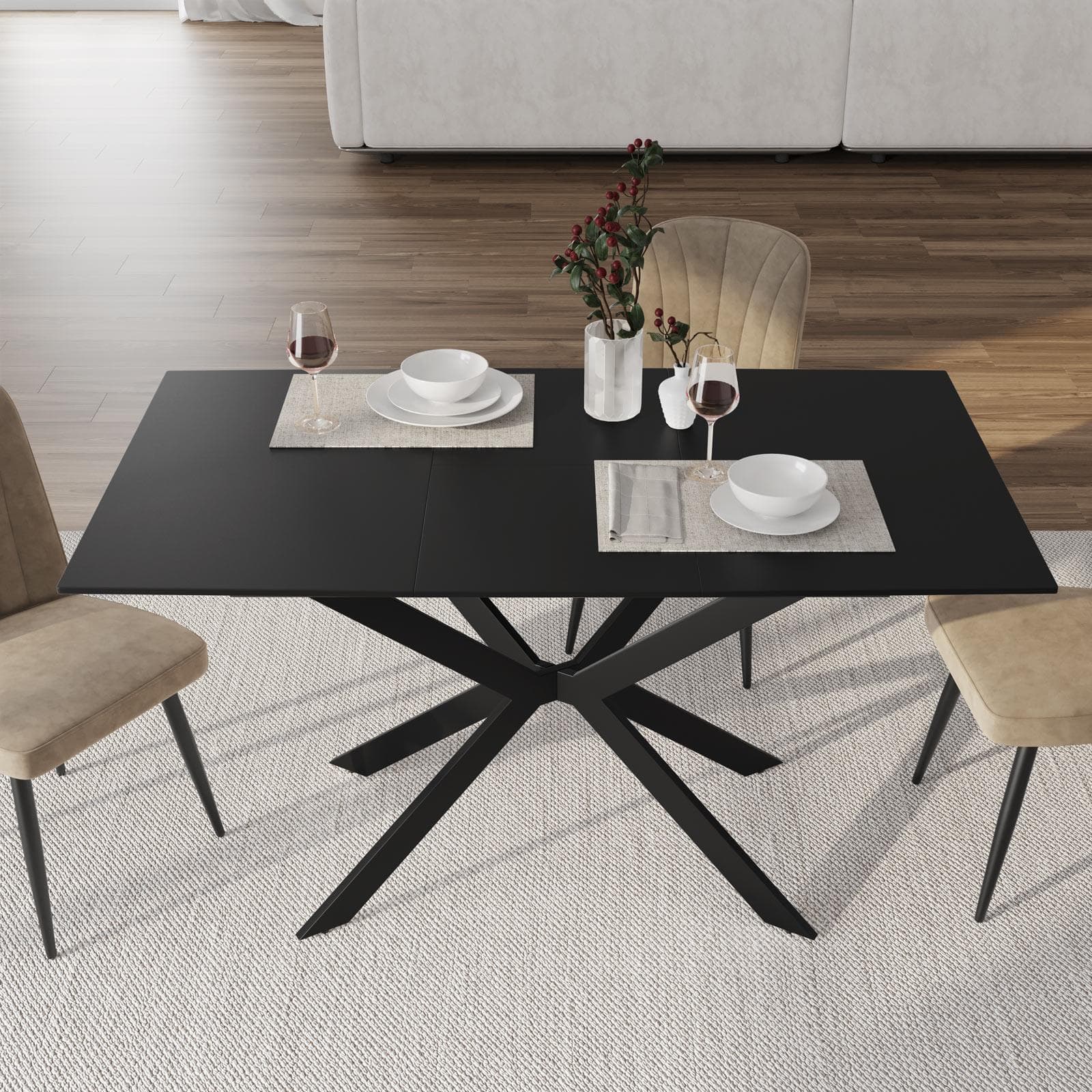 Tavolo da pranzo allungabile 100-140 x 80 in legno nero - Marten