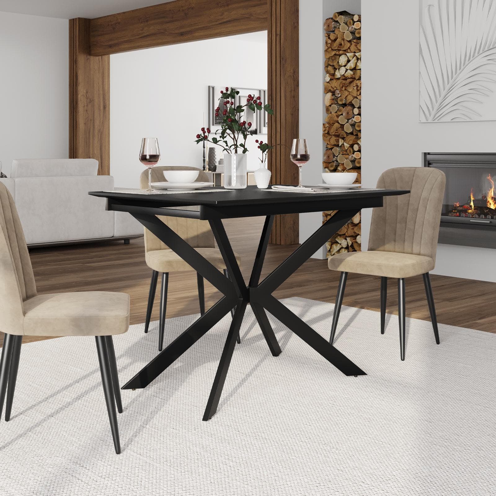 Tavolo da pranzo allungabile 100-140 x 80 in legno nero - Marten