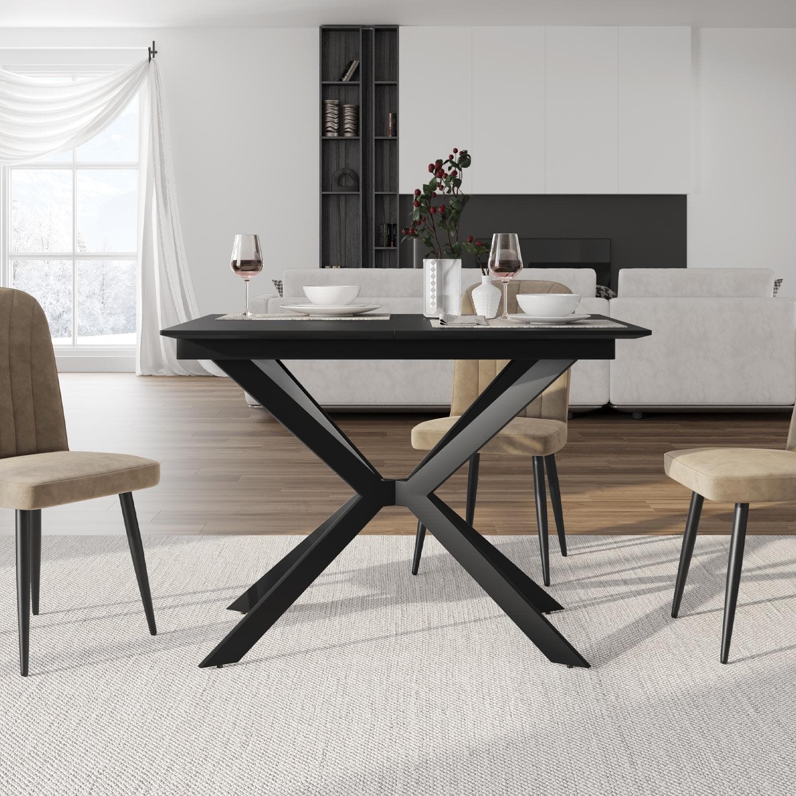 Tavolo da pranzo allungabile 100-140 x 80 in legno nero - Marten