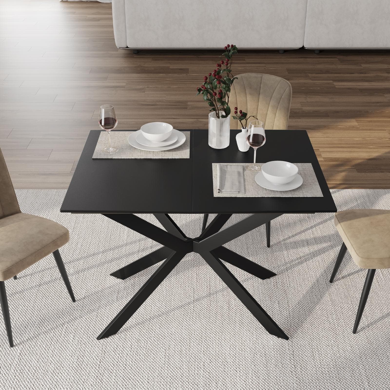 Tavolo da pranzo allungabile 100-140 x 80 in legno nero - Marten