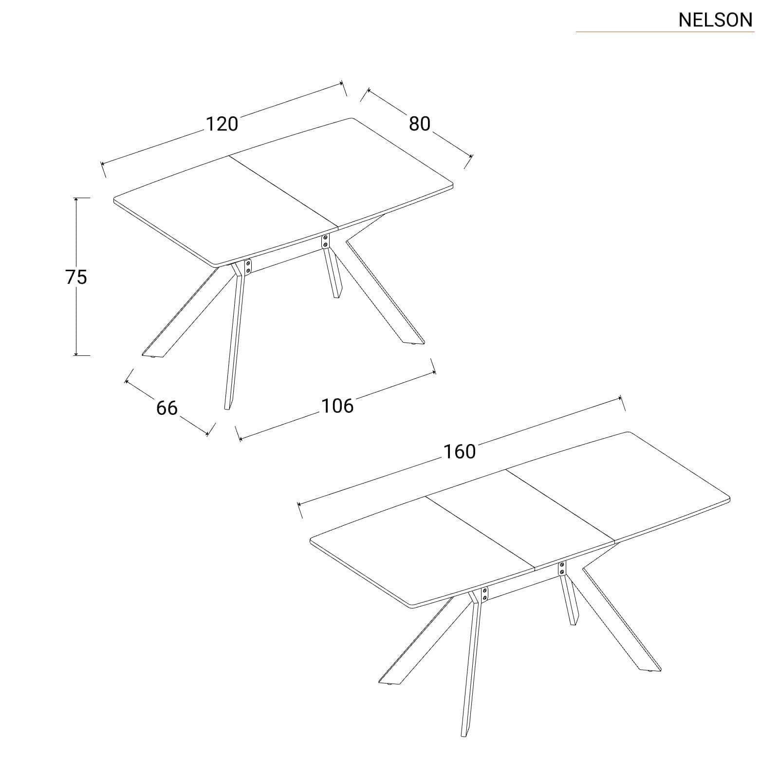 Tavolo da pranzo allungabile 120-160 x 80 cm in legno bianco - Nelson