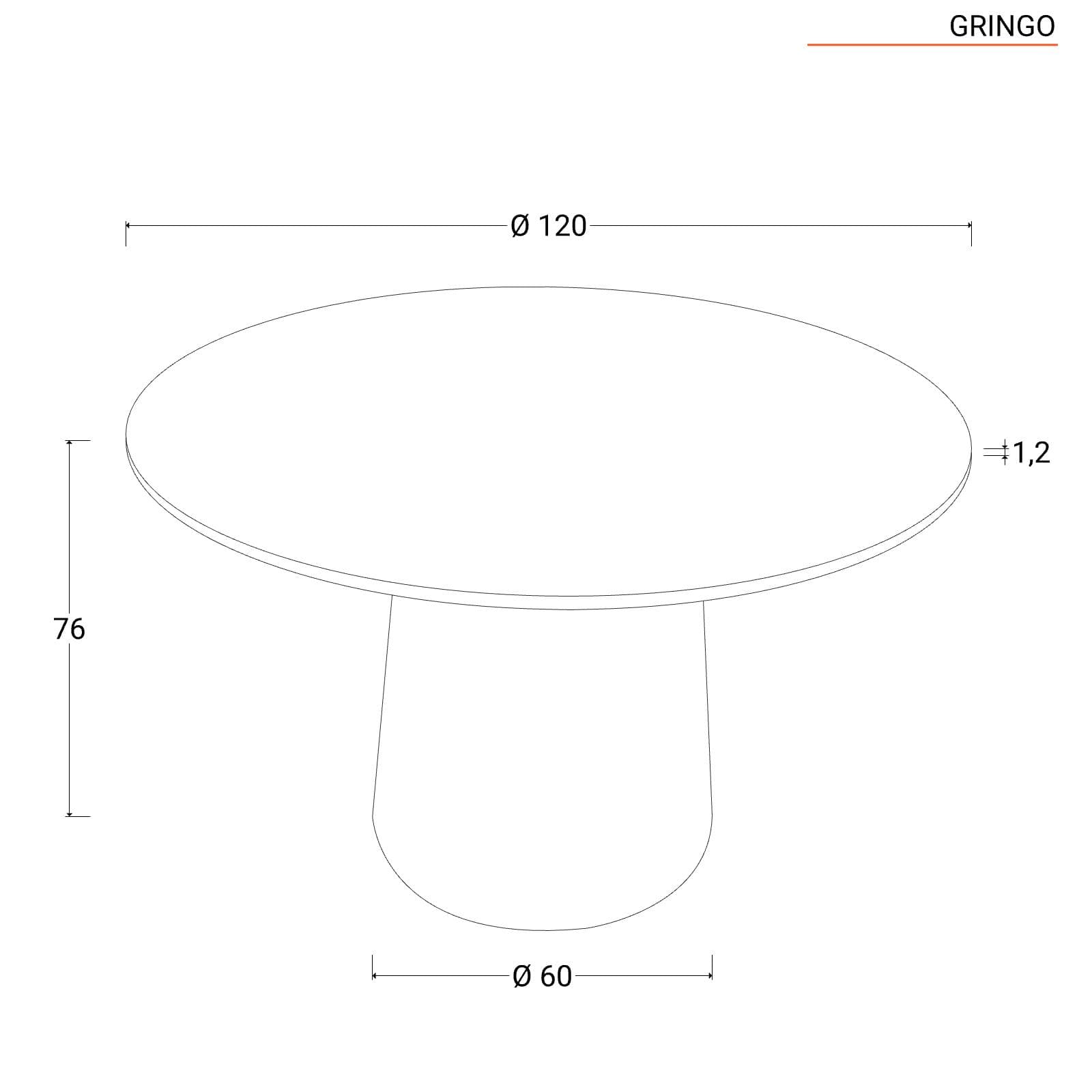 Tavolo da pranzo rotondo 120 cm con piano in ceramica effetto marmo bianco con base in metallo - Gringo