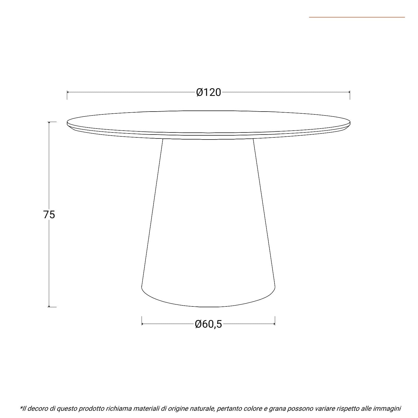 Tavolo da pranzo rotondo 120 cm nero con top effetto marmo - Gourmel