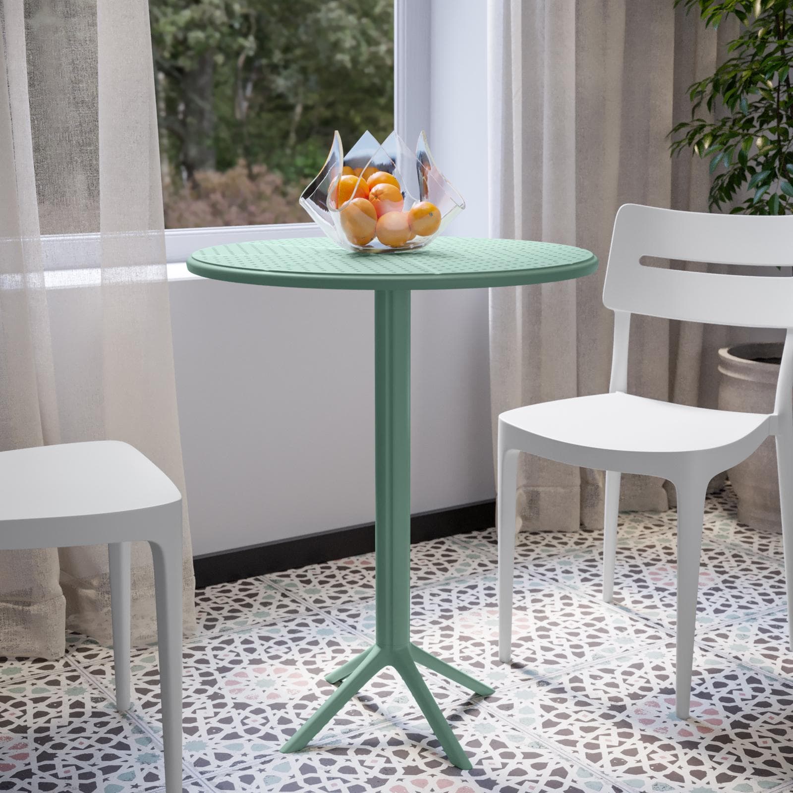 Tavolo da pranzo rotondo 60 cm verde giada in polipropilene - Sonny
