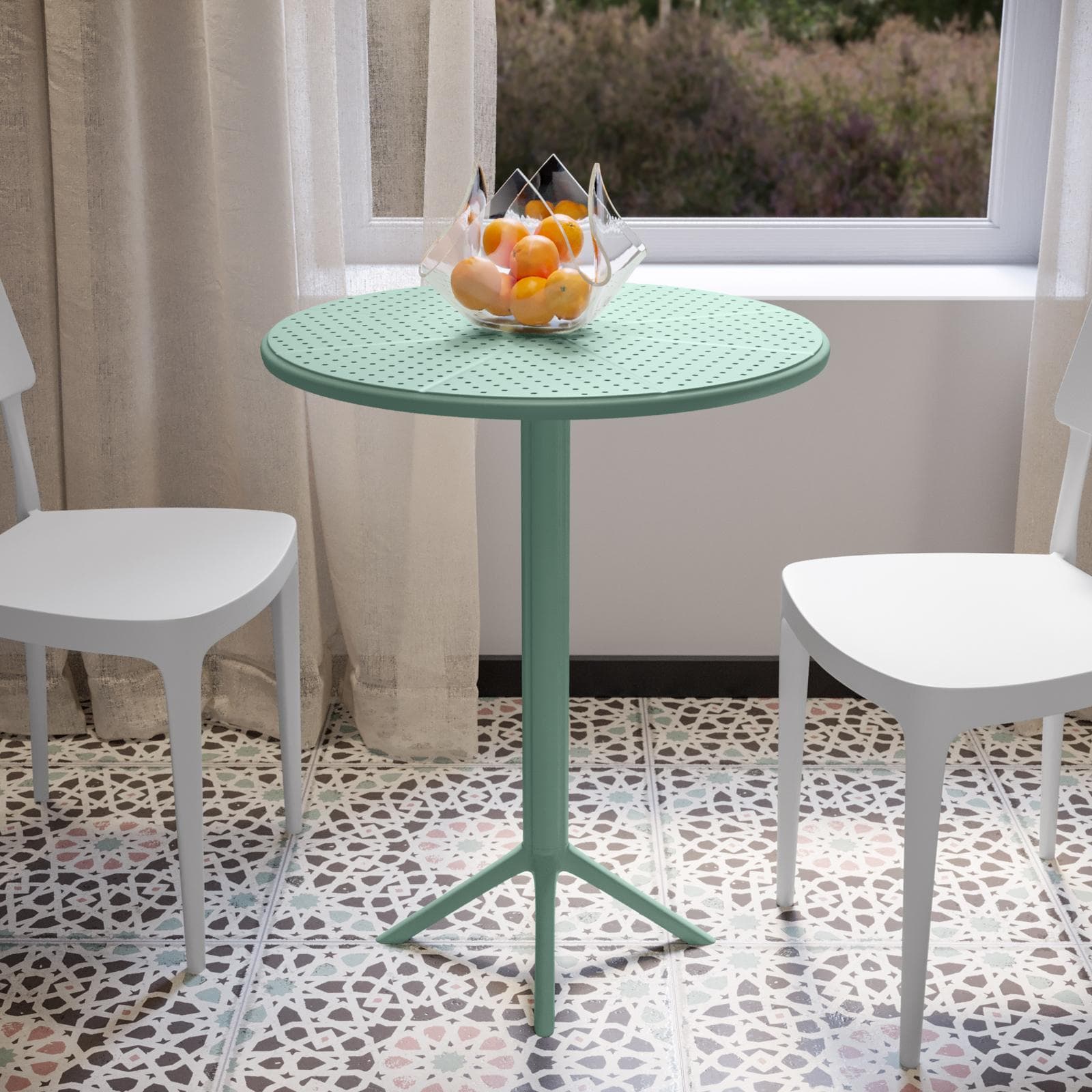 Tavolo da pranzo rotondo 60 cm verde giada in polipropilene - Sonny