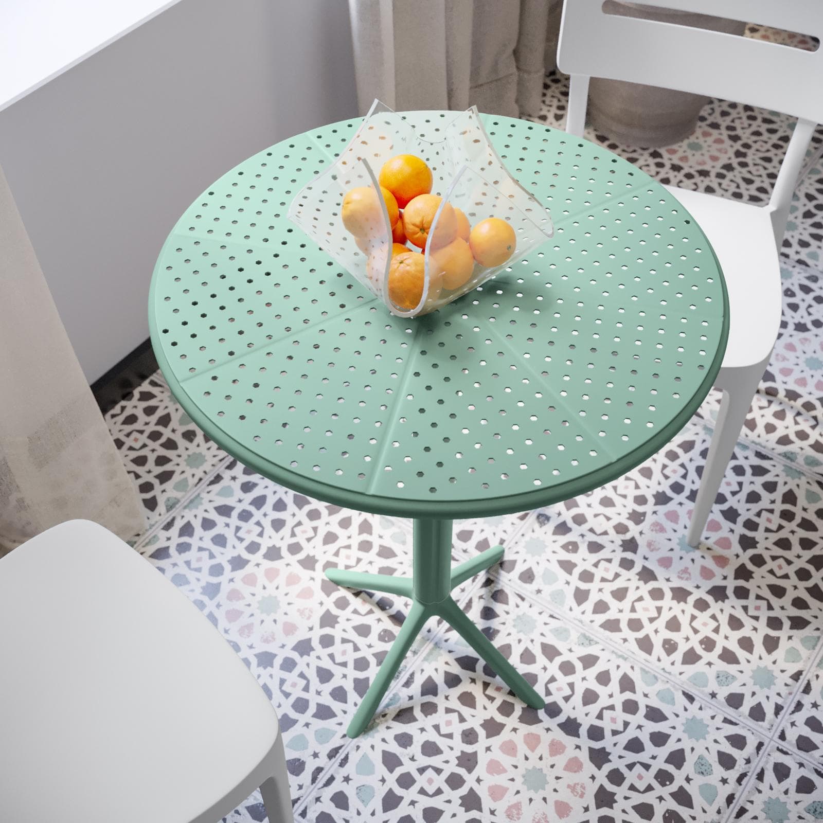 Tavolo da pranzo rotondo 60 cm verde giada in polipropilene - Sonny