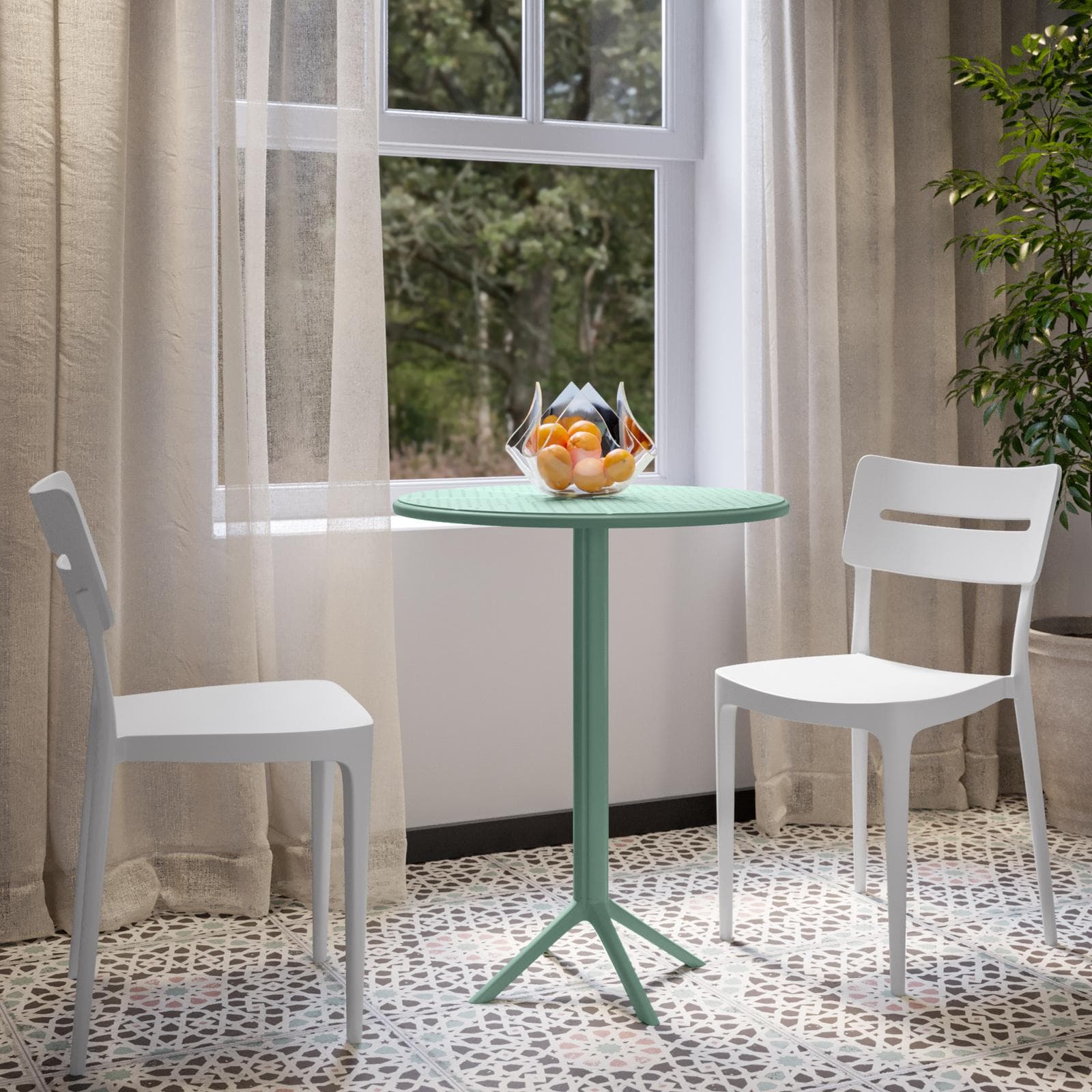 Tavolo da pranzo rotondo 60 cm verde giada in polipropilene - Sonny