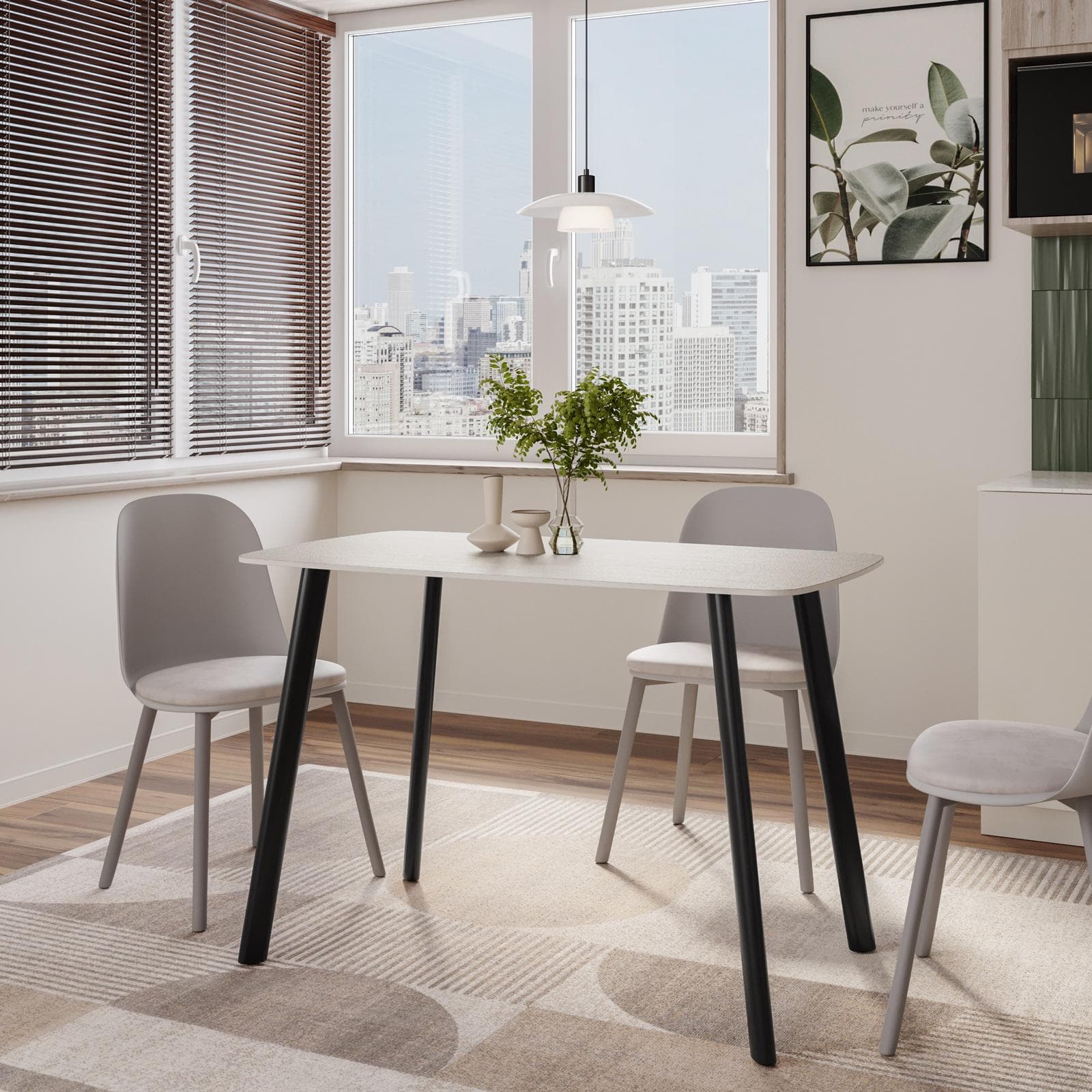 Tavolo da pranzo 120x70 cm con top in pietra sinterizzata e gambe nere - Rocky