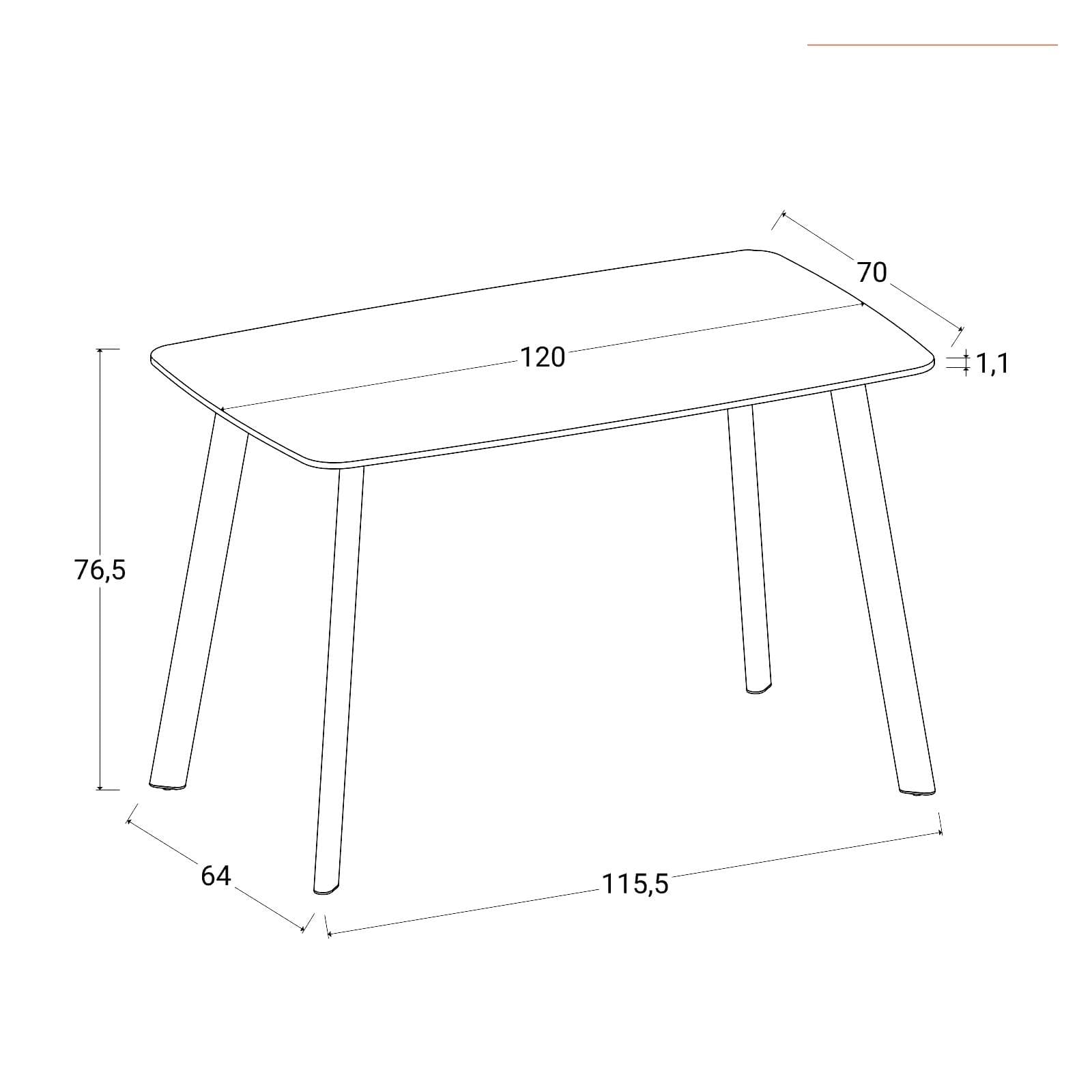 Tavolo da pranzo 120x70 cm con top in pietra sinterizzata e gambe nere - Rocky