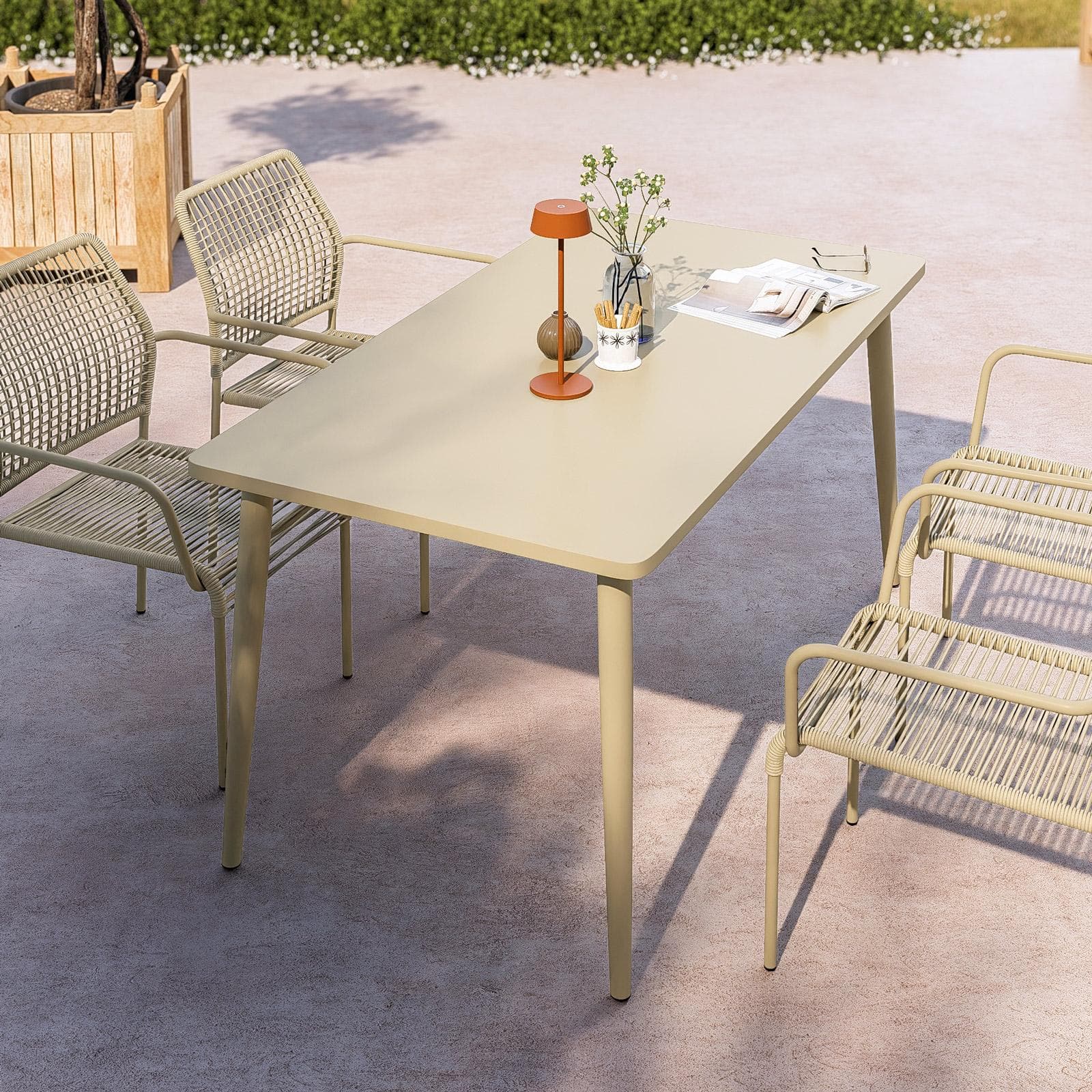 Tavolo 150x80 cm in acciaio beige - Levanto