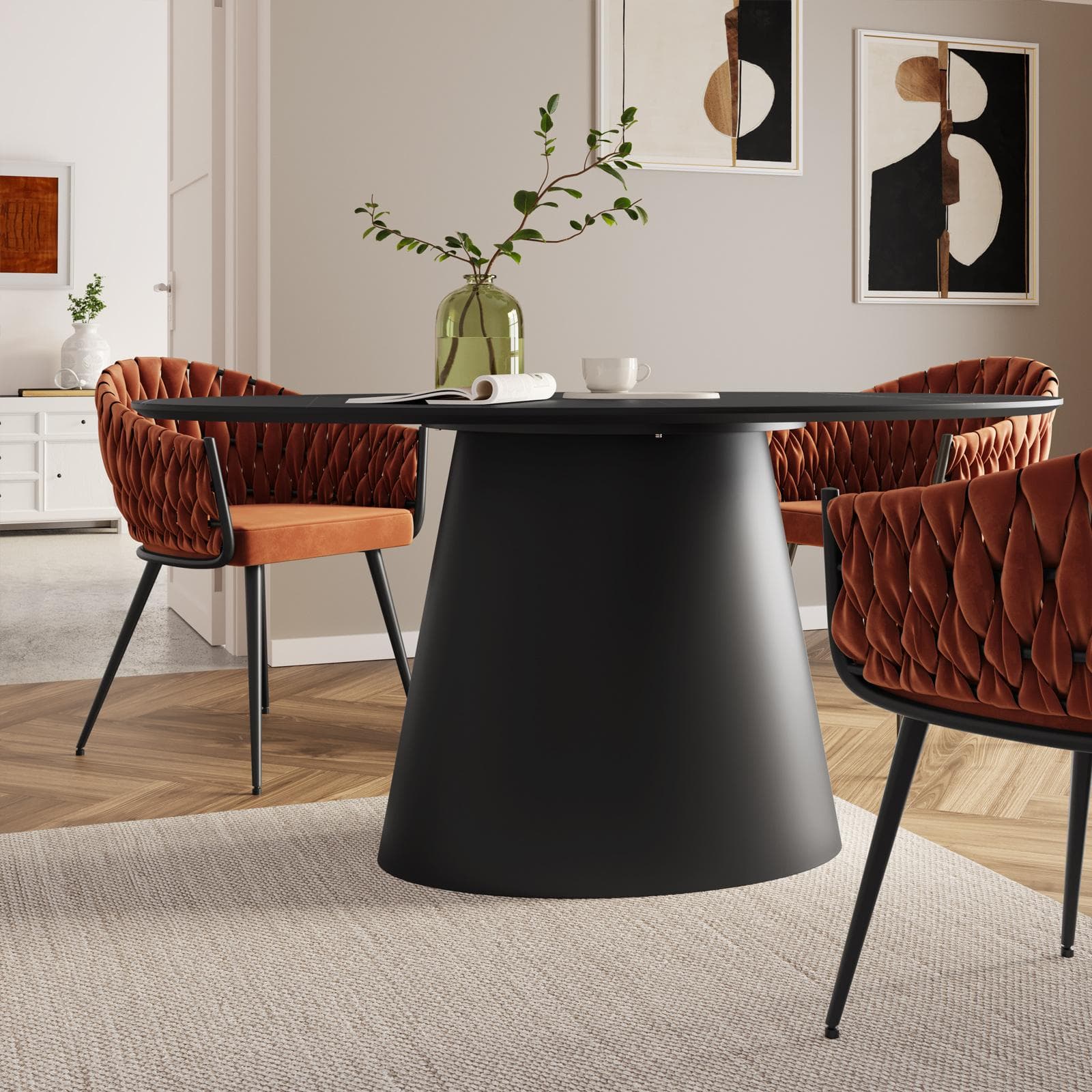 Tavolo ovale 160x90 cm in legno nero - Gourmel