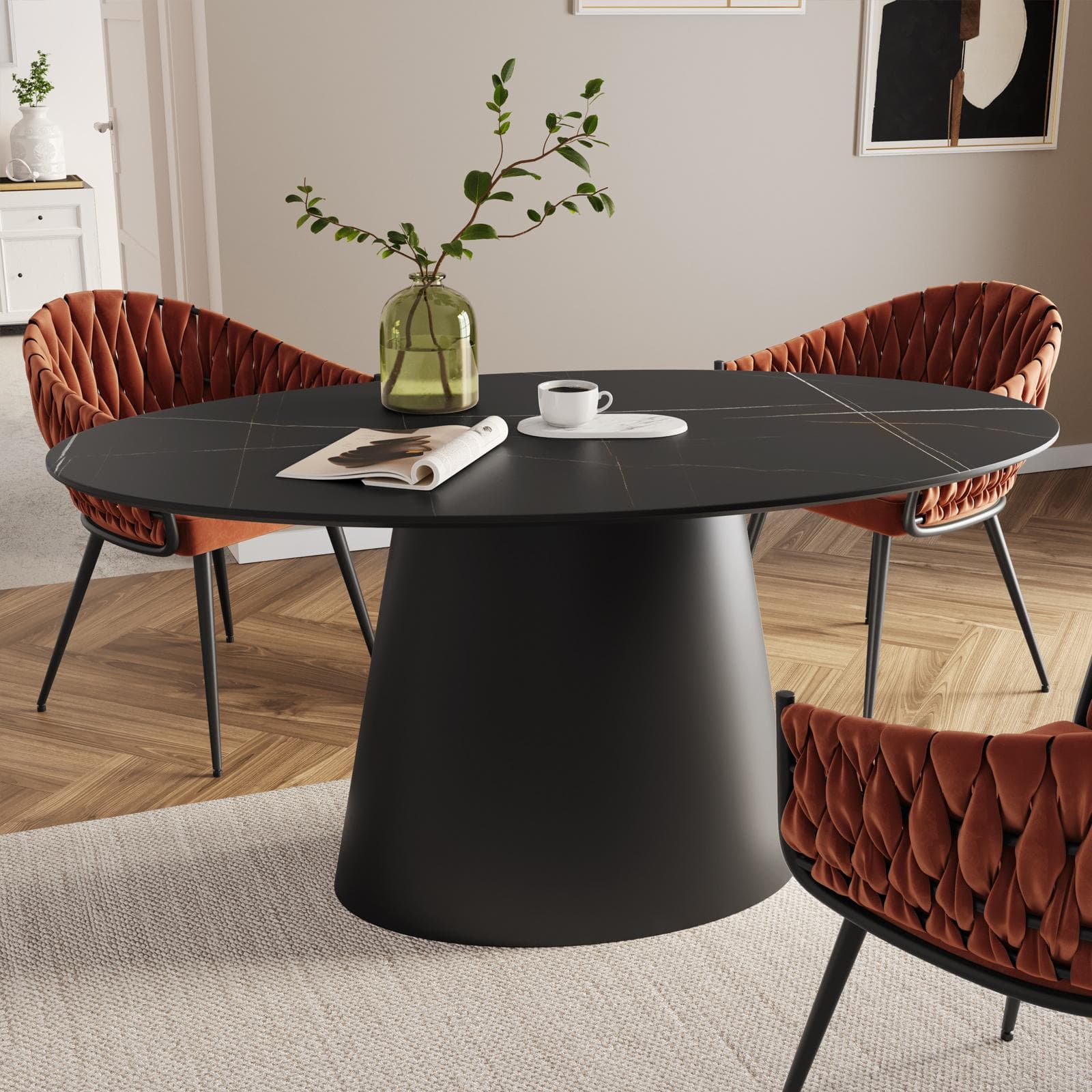 Tavolo ovale 160x90 cm in legno nero - Gourmel
