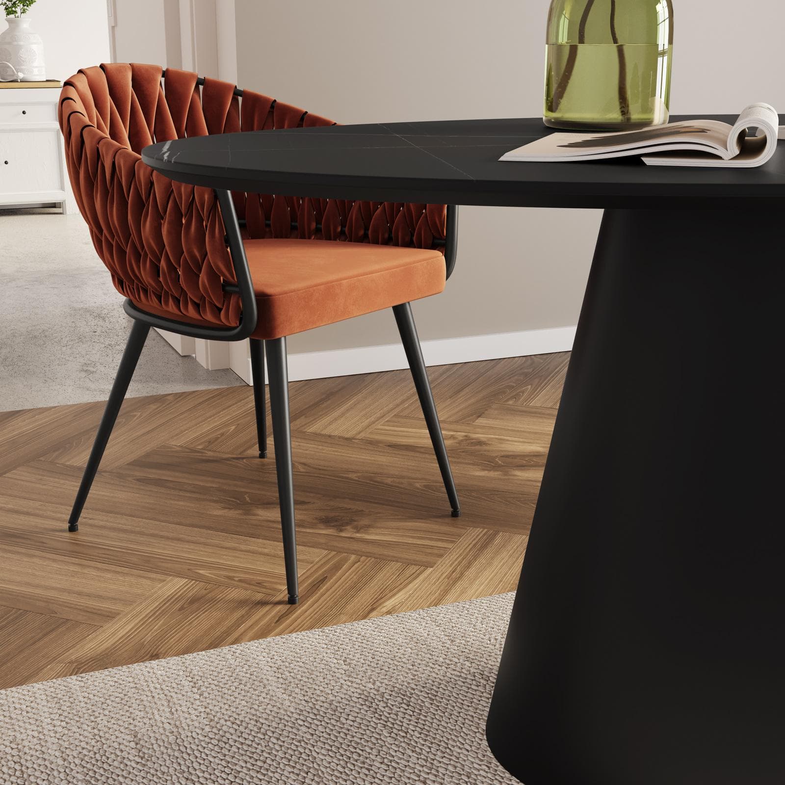 Tavolo ovale 160x90 cm in legno nero - Gourmel