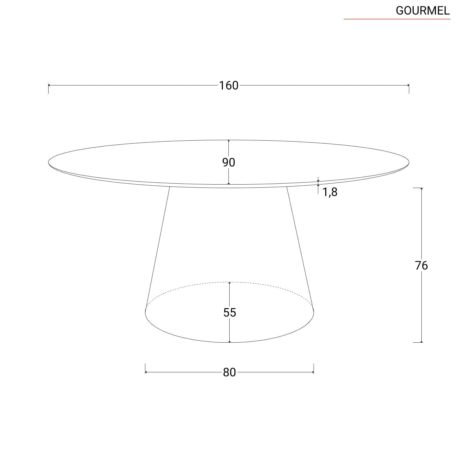 Tavolo ovale 160x90 cm in legno nero - Gourmel