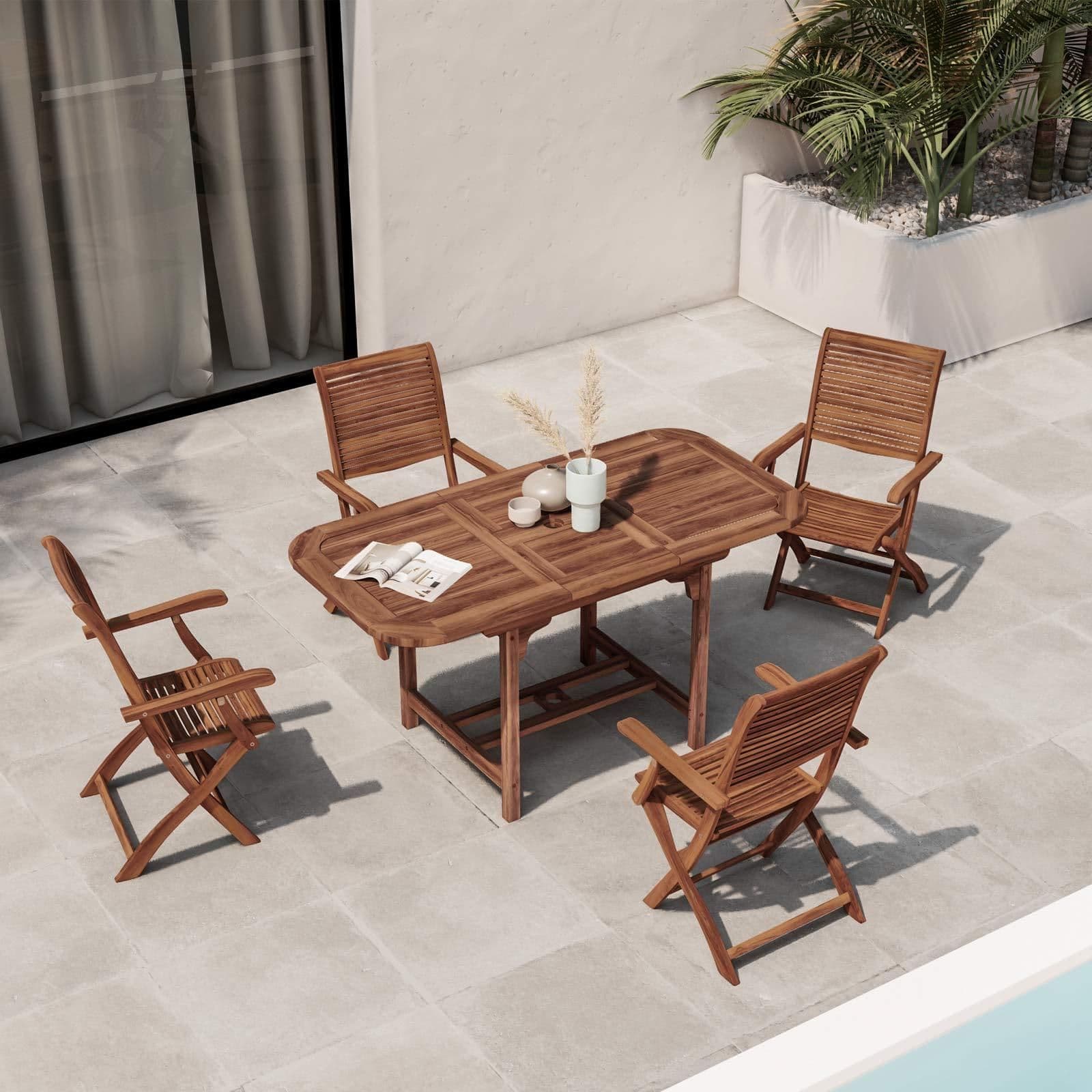 Tavolo ovale allungabile 120/160x80 cm in legno di acacia - Paja