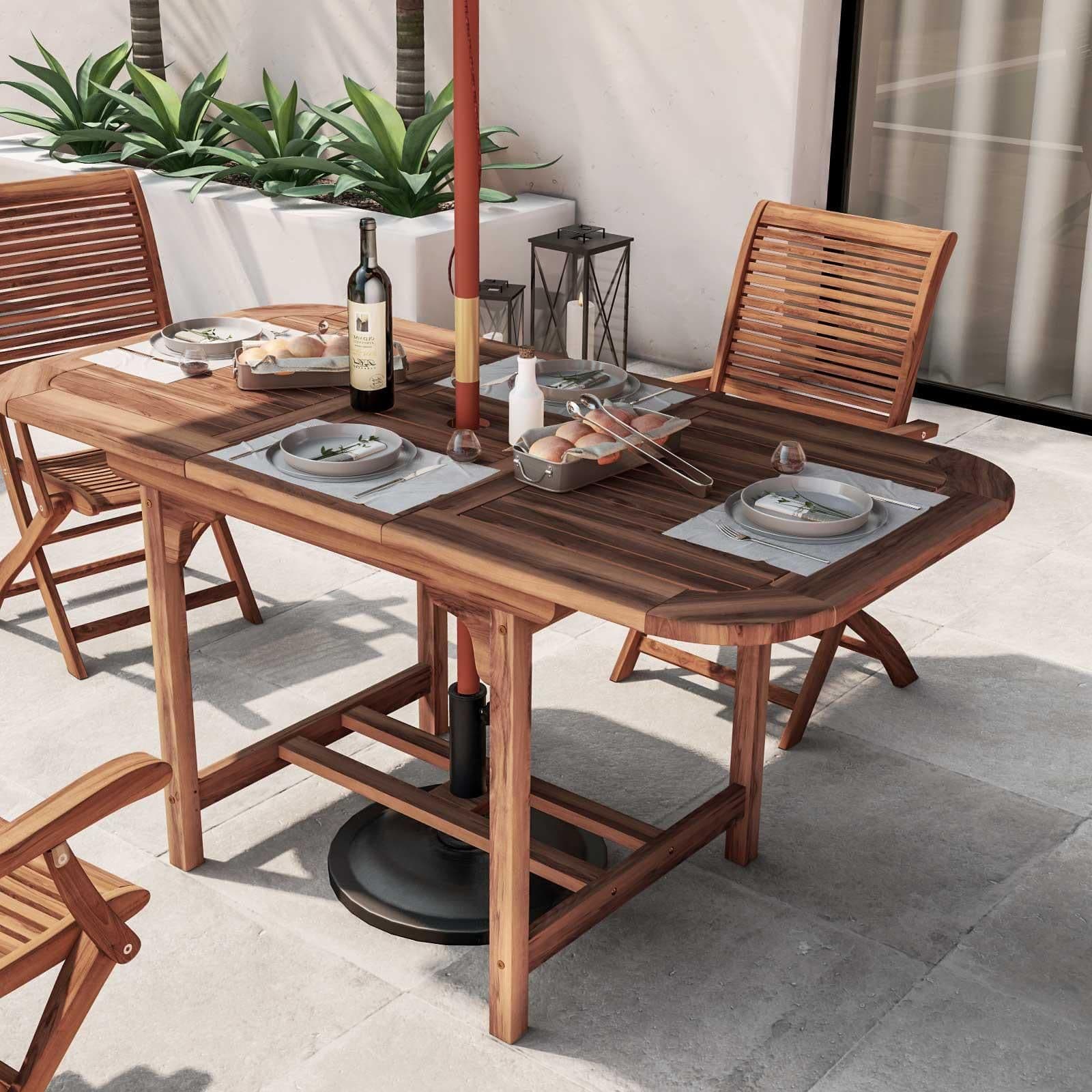 Tavolo ovale allungabile 120/160x80 cm in legno di acacia - Paja